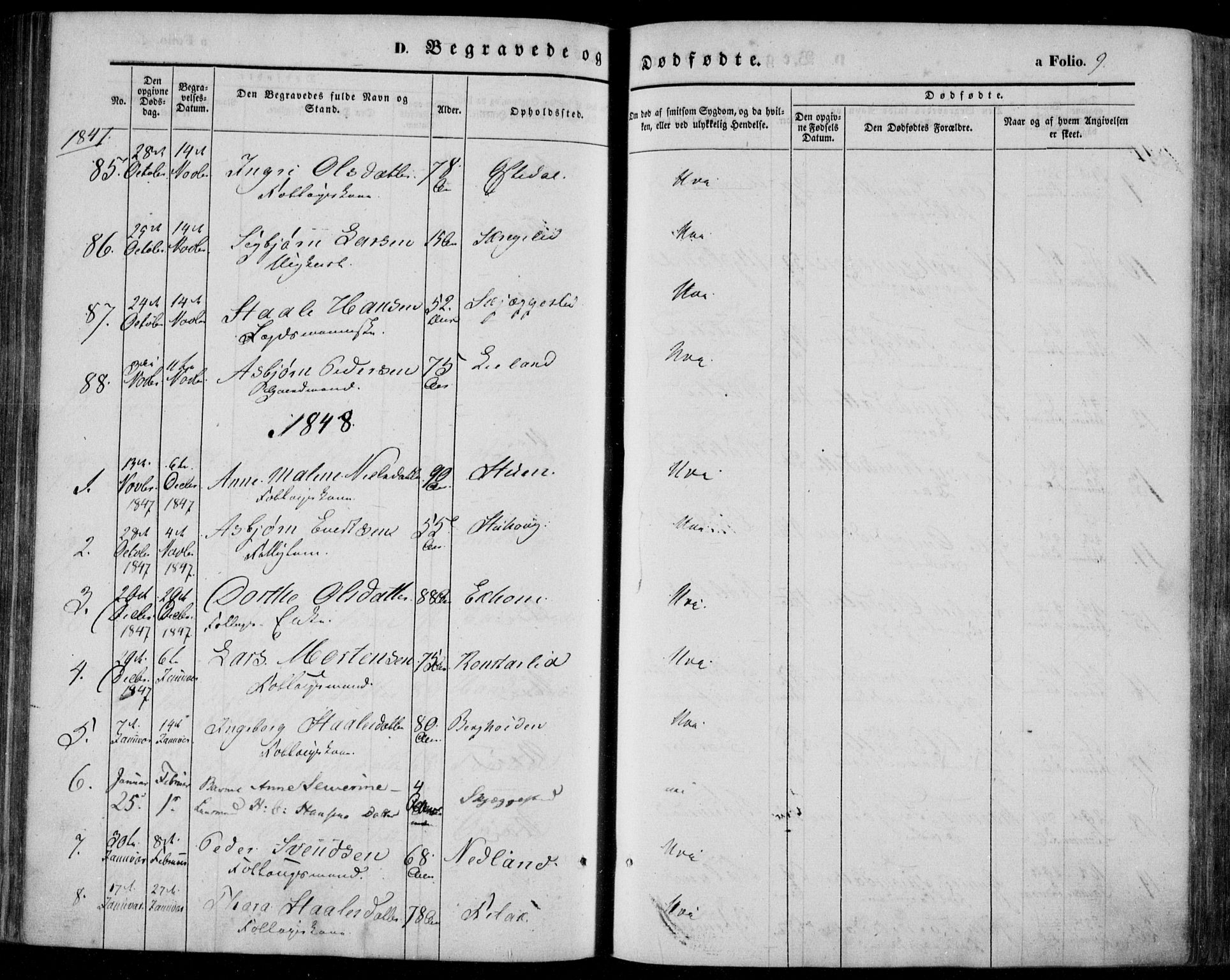 Bakke sokneprestkontor, SAK/1111-0002/F/Fa/Faa/L0005: Parish register (official) no. A 5, 1847-1855, p. 9