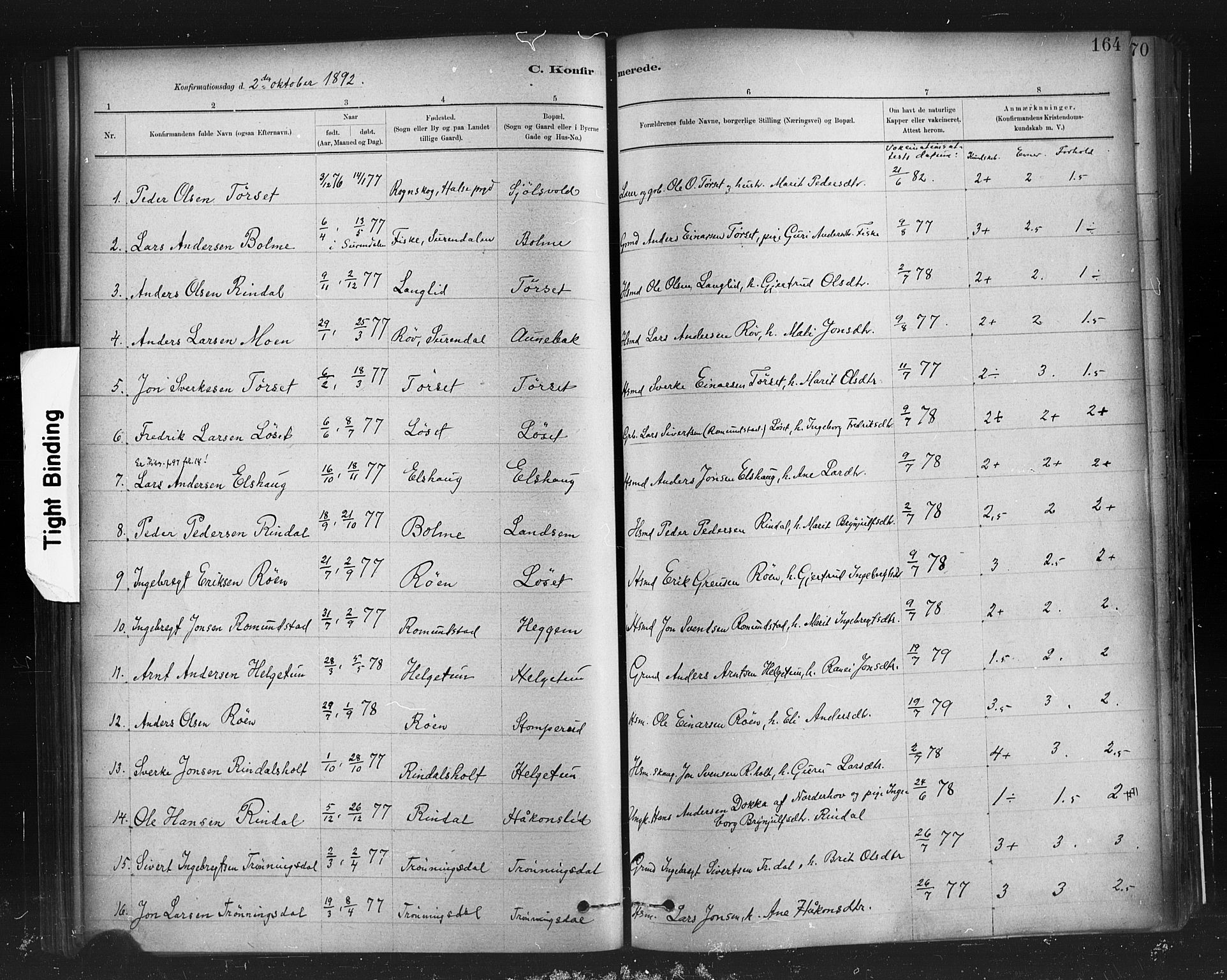 Ministerialprotokoller, klokkerbøker og fødselsregistre - Møre og Romsdal, AV/SAT-A-1454/598/L1069: Parish register (official) no. 598A03, 1882-1895, p. 164