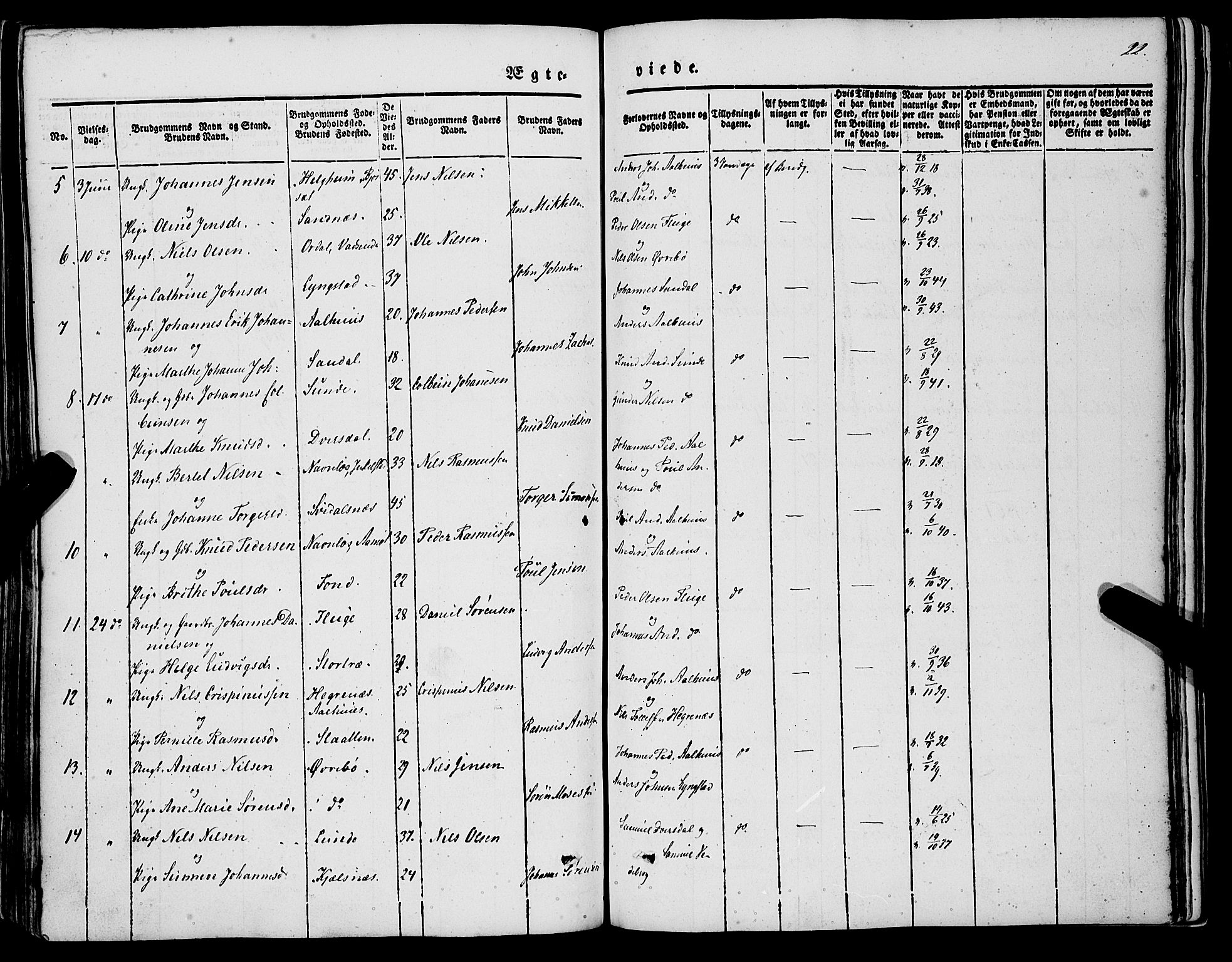 Jølster sokneprestembete, AV/SAB-A-80701/H/Haa/Haaa/L0010: Parish register (official) no. A 10, 1847-1865, p. 22