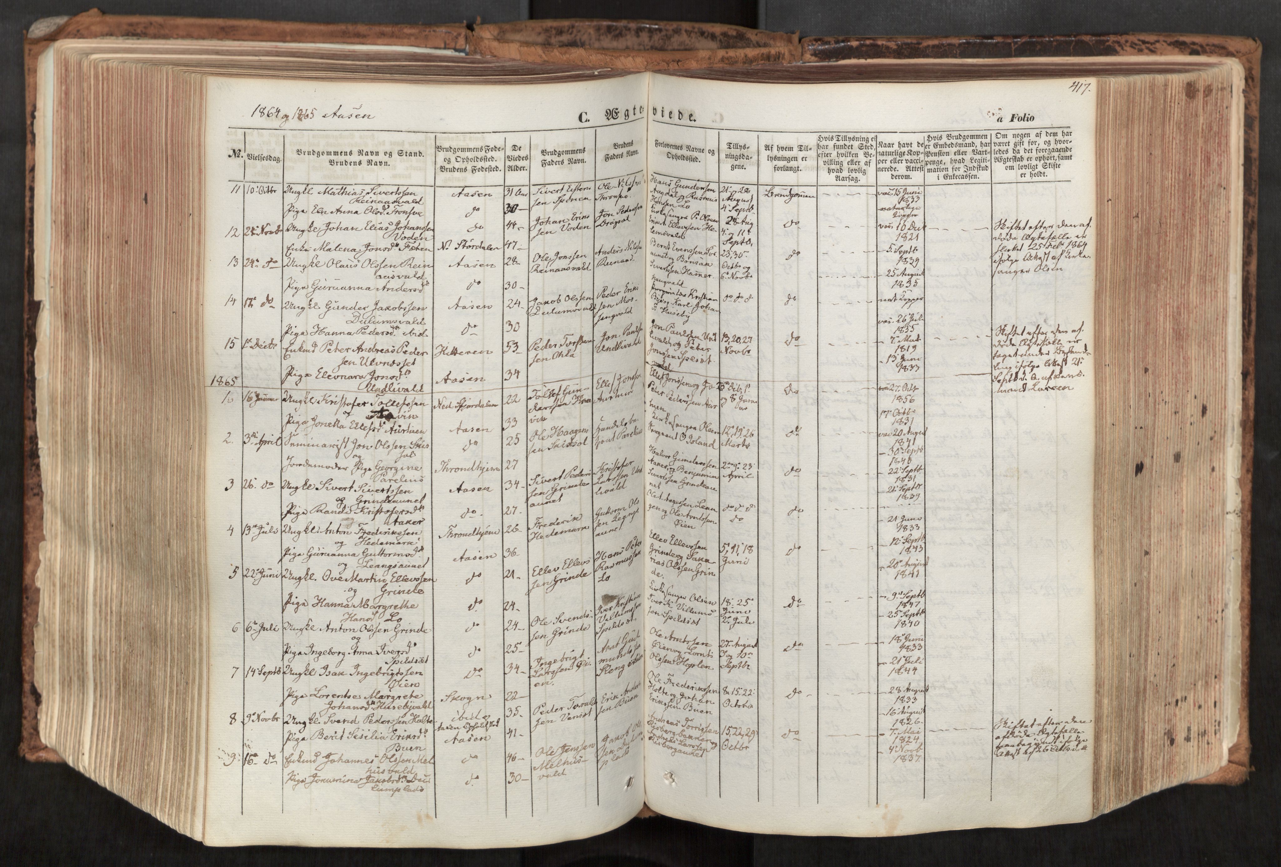 Ministerialprotokoller, klokkerbøker og fødselsregistre - Nord-Trøndelag, SAT/A-1458/713/L0116: Parish register (official) no. 713A07, 1850-1877, p. 417