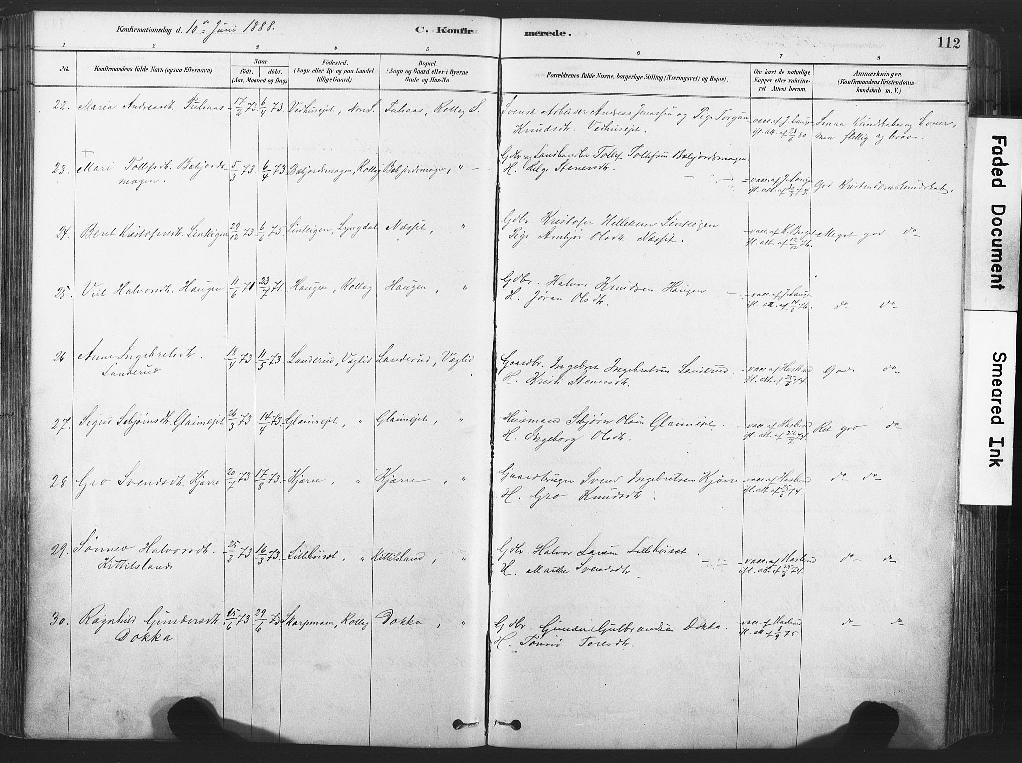 Rollag kirkebøker, AV/SAKO-A-240/F/Fa/L0011: Parish register (official) no. I 11, 1878-1902, p. 112