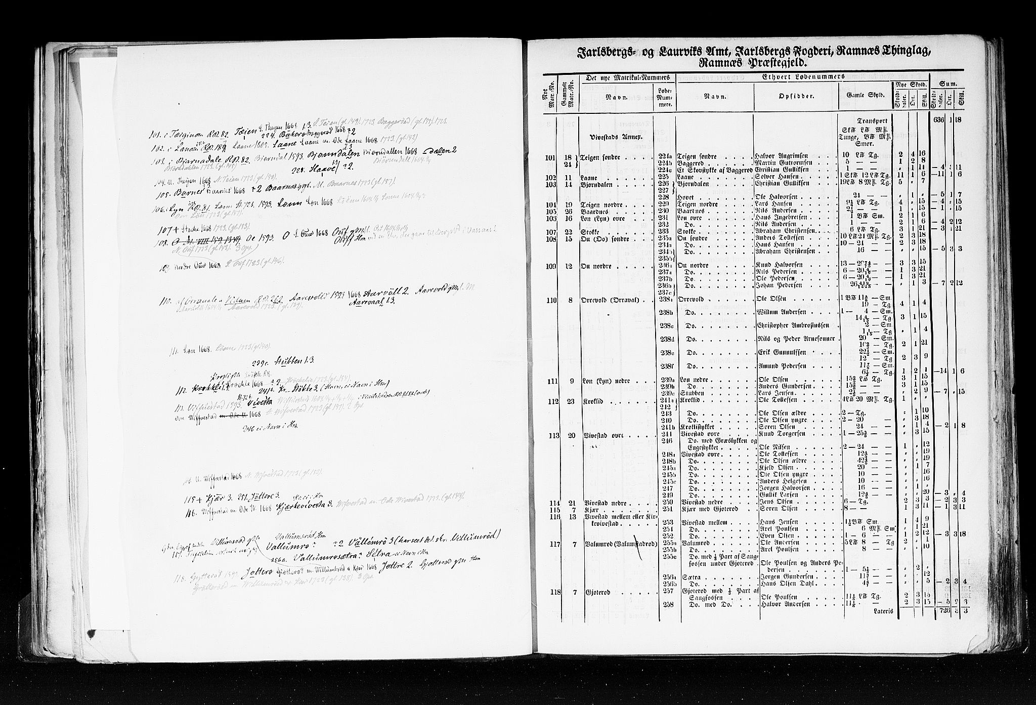 Rygh, RA/PA-0034/F/Fb/L0006: Matrikkelen for 1838 - Jarlsberg og Larviks amt (Vestfold fylke), 1838