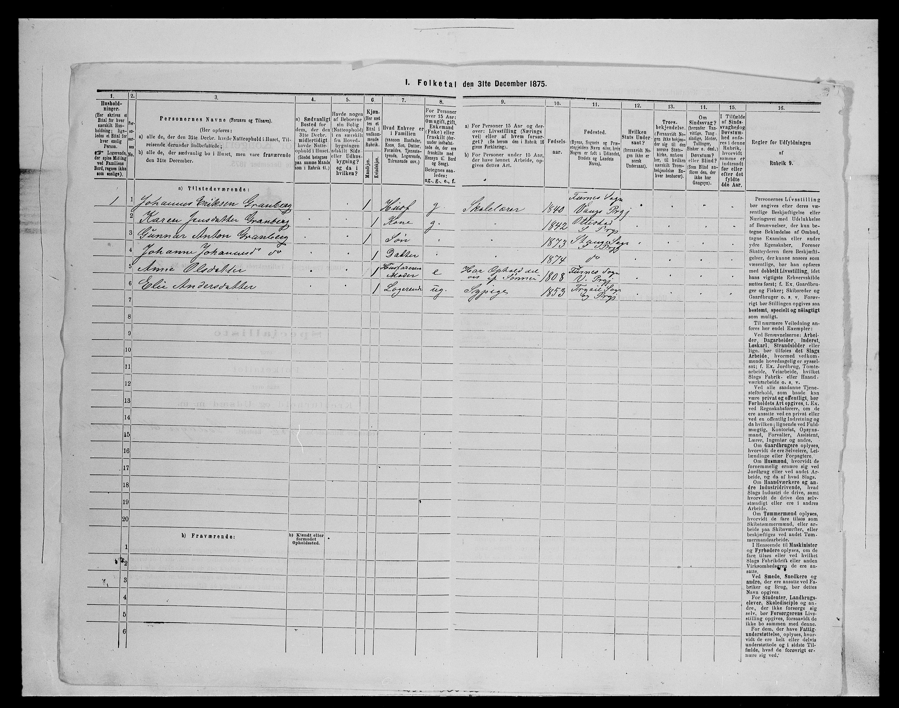 SAH, 1875 census for 0417P Stange, 1875, p. 761