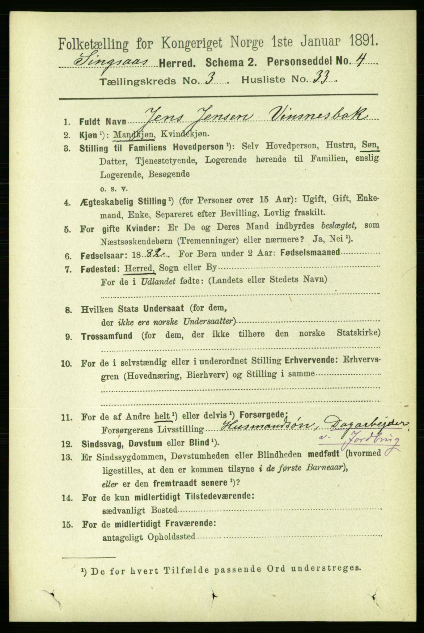 RA, 1891 census for 1646 Singsås, 1891, p. 802