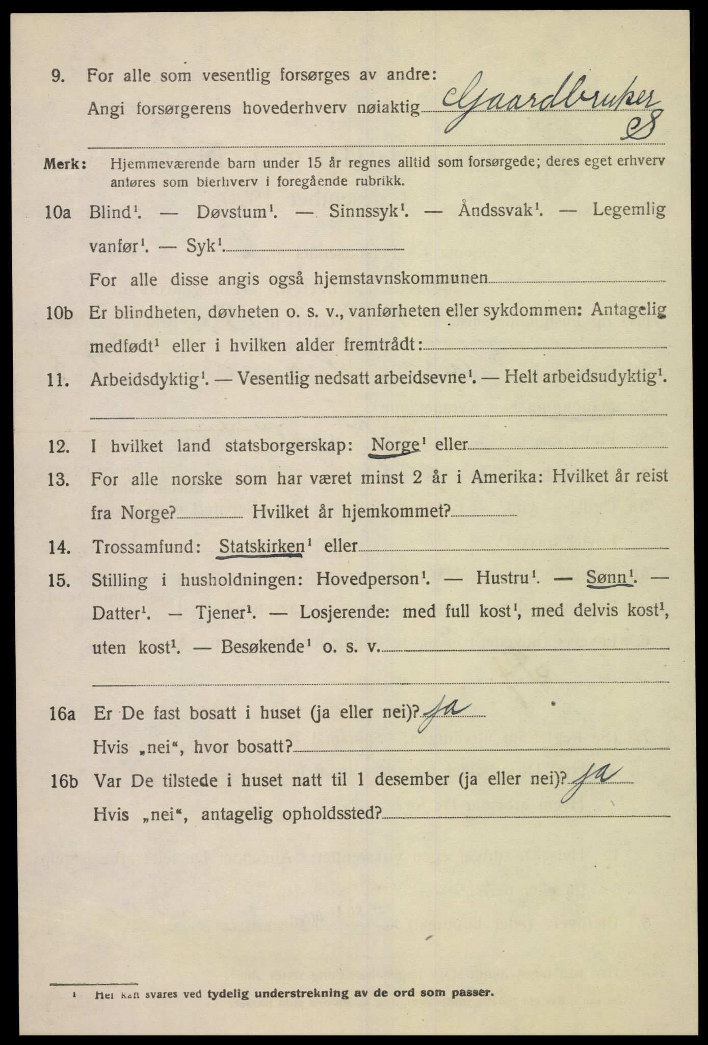 SAK, 1920 census for Lyngdal, 1920, p. 5294