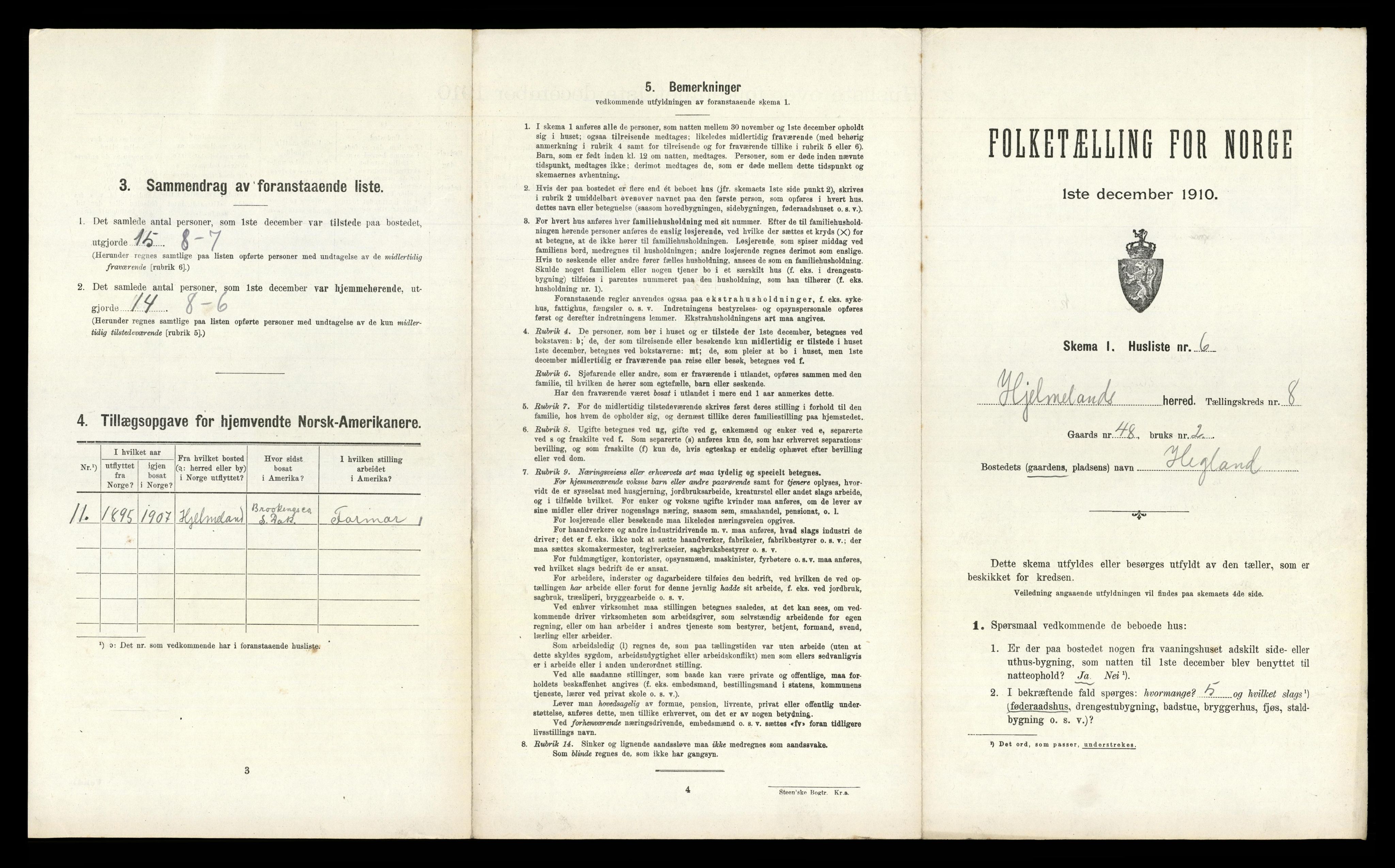 RA, 1910 census for Hjelmeland, 1910, p. 462