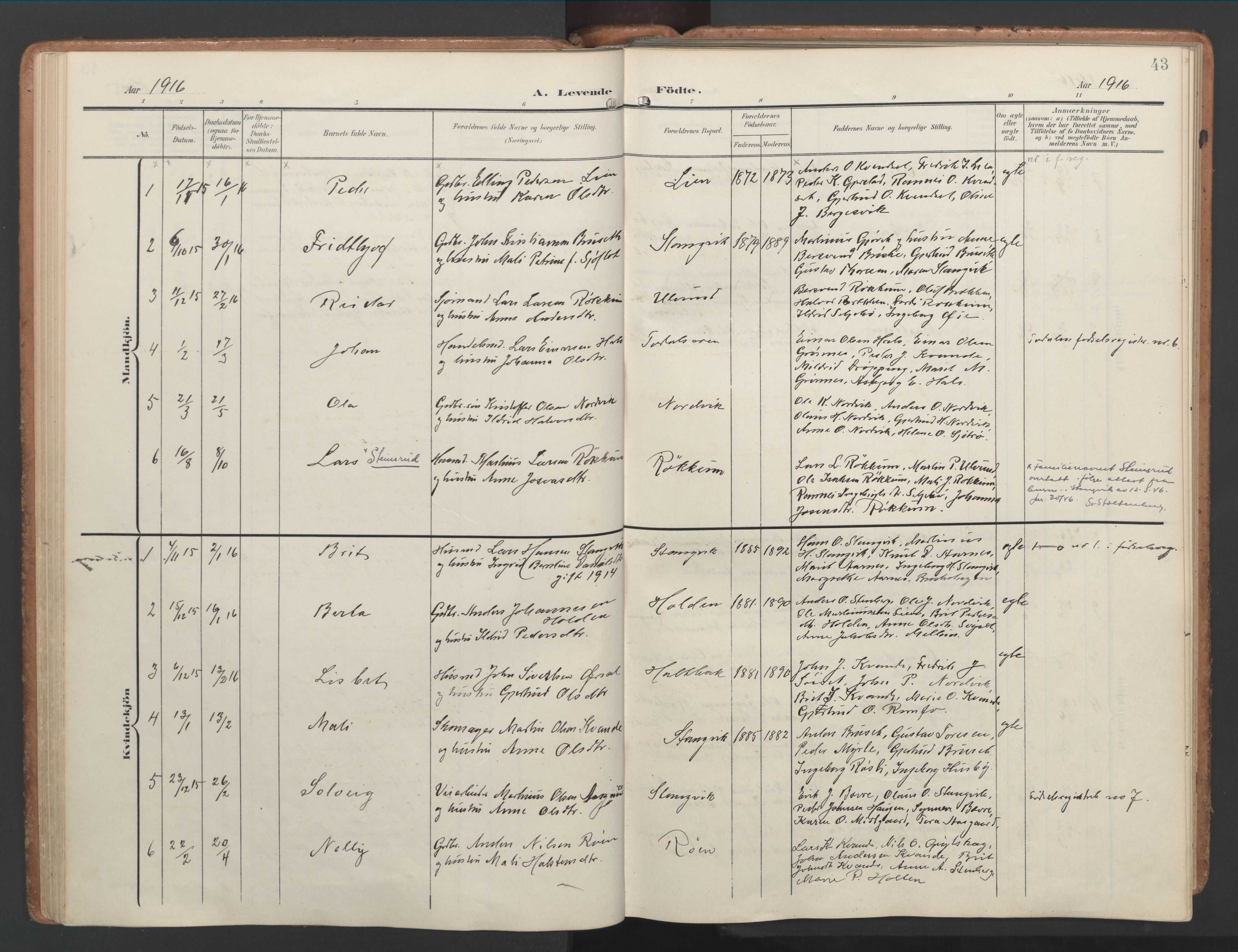 Ministerialprotokoller, klokkerbøker og fødselsregistre - Møre og Romsdal, AV/SAT-A-1454/592/L1030: Parish register (official) no. 592A08, 1901-1925, p. 43