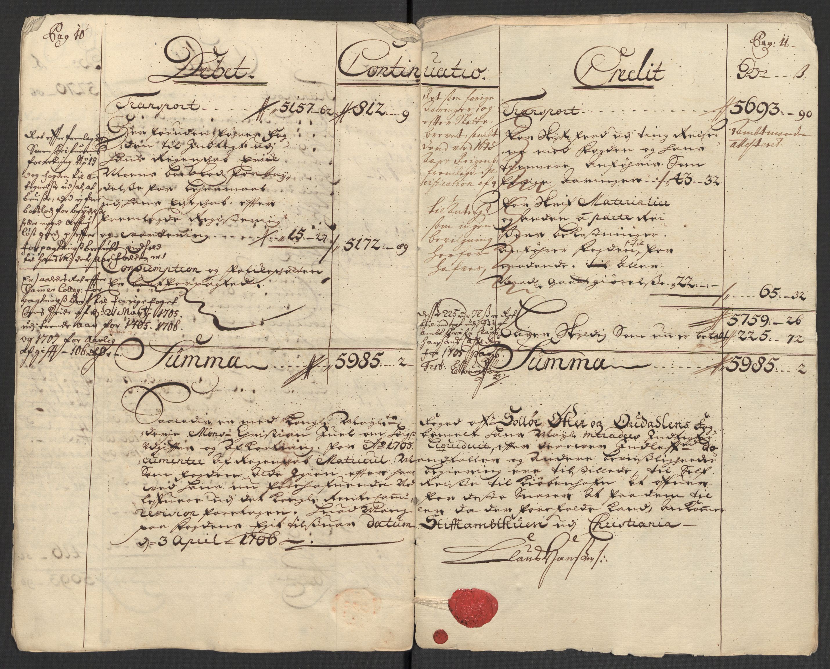 Rentekammeret inntil 1814, Reviderte regnskaper, Fogderegnskap, AV/RA-EA-4092/R13/L0843: Fogderegnskap Solør, Odal og Østerdal, 1705-1706, p. 8