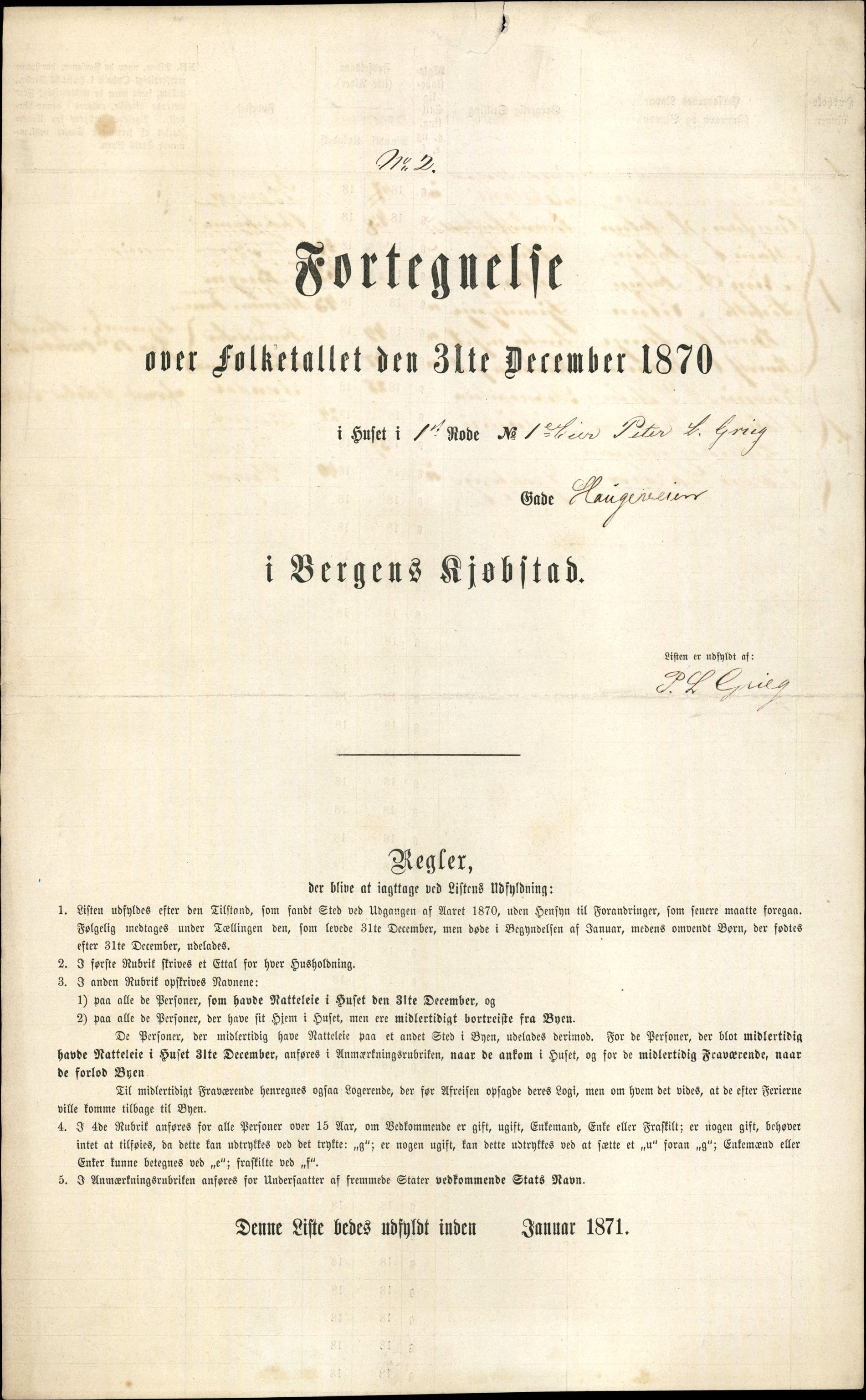 RA, 1870 census for 1301 Bergen, 1870