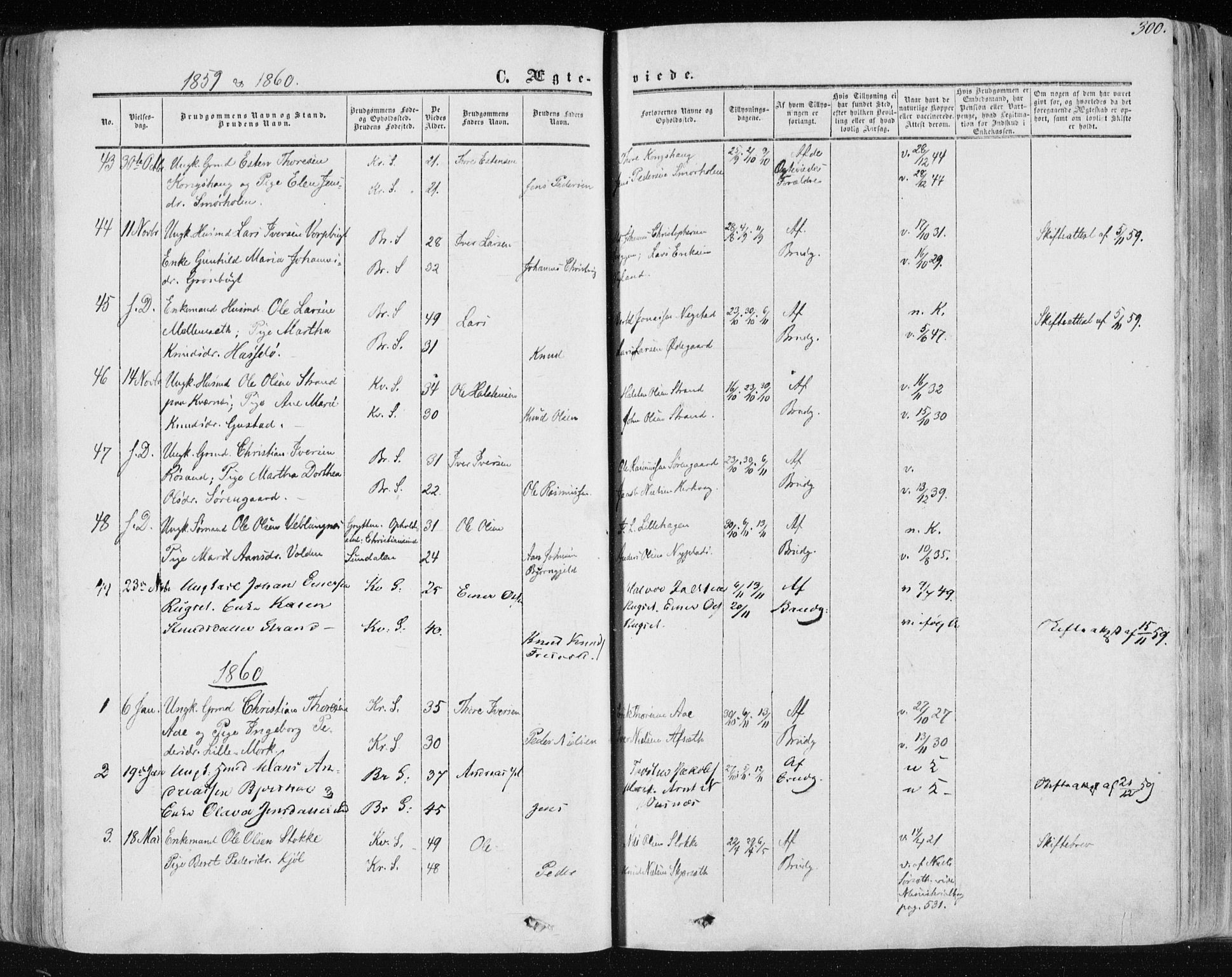 Ministerialprotokoller, klokkerbøker og fødselsregistre - Møre og Romsdal, AV/SAT-A-1454/568/L0804: Parish register (official) no. 568A11, 1854-1868, p. 300