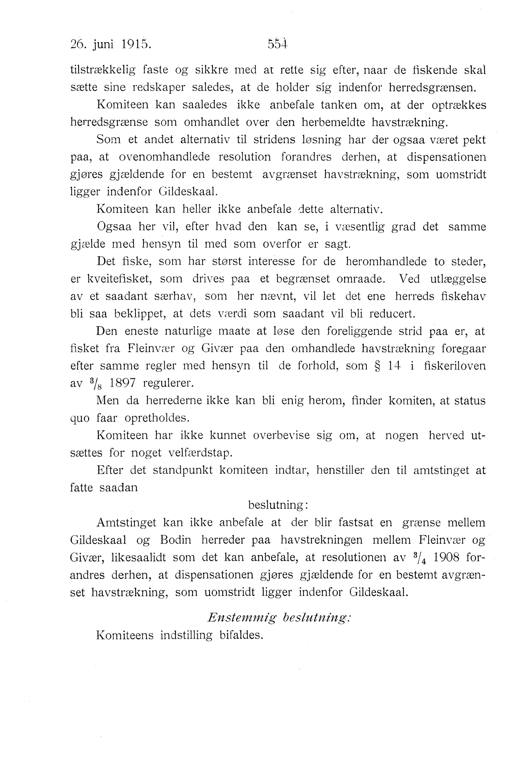 Nordland Fylkeskommune. Fylkestinget, AIN/NFK-17/176/A/Ac/L0038: Fylkestingsforhandlinger 1915, 1915