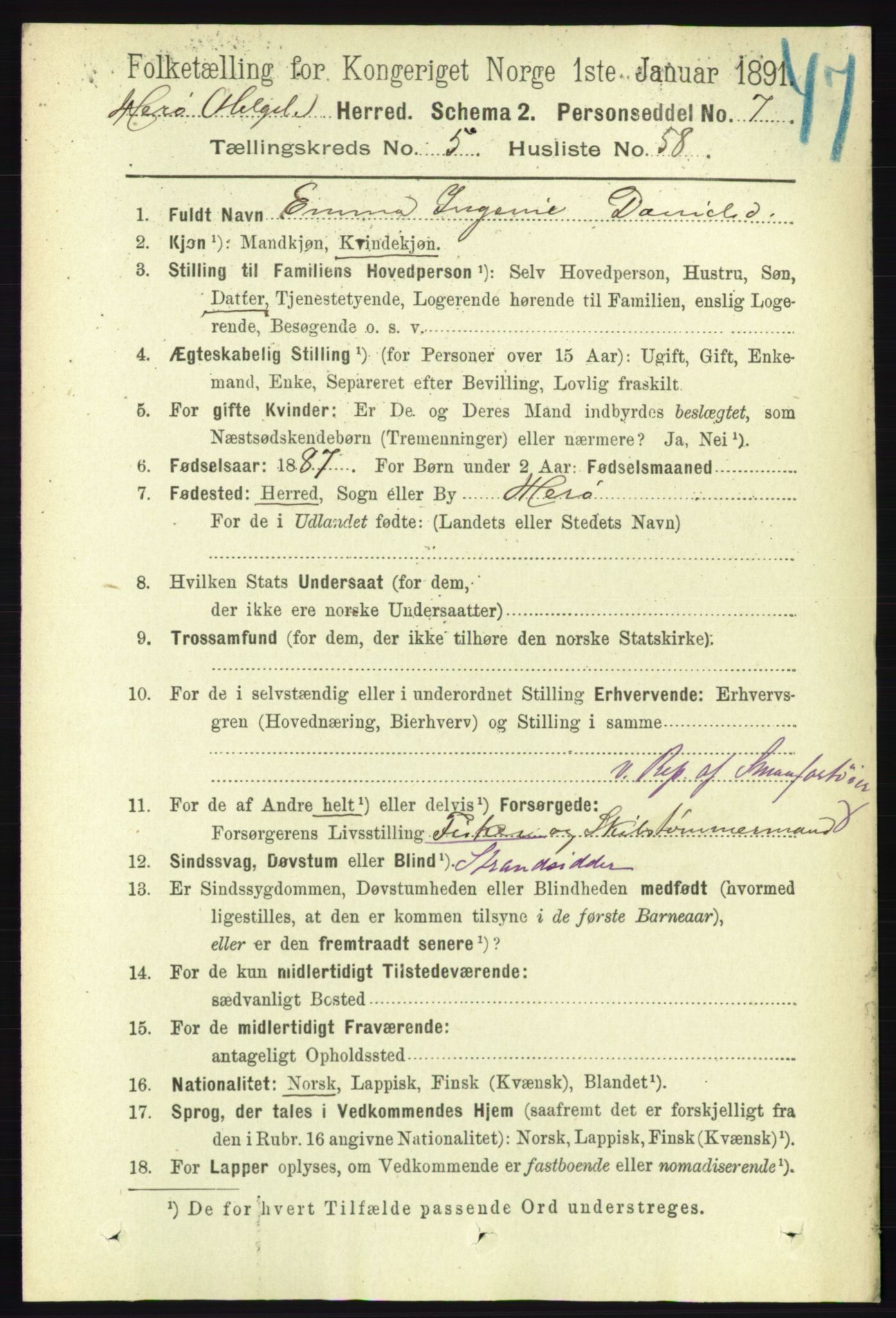 RA, 1891 census for 1818 Herøy, 1891, p. 1782