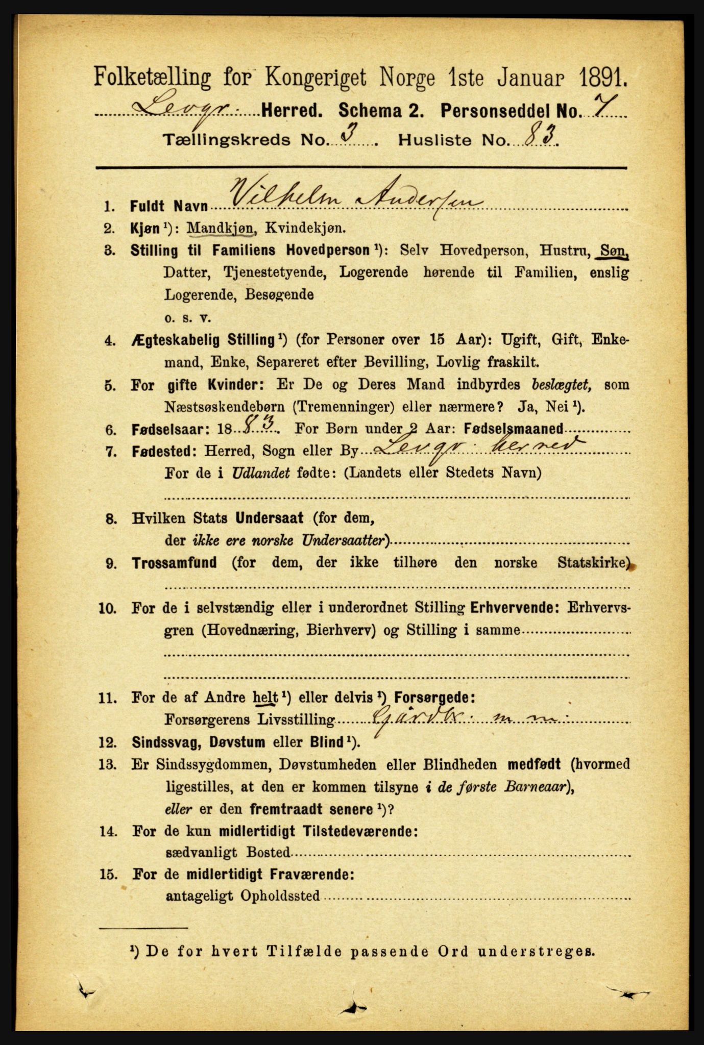 RA, 1891 census for 1720 Levanger, 1891, p. 2075