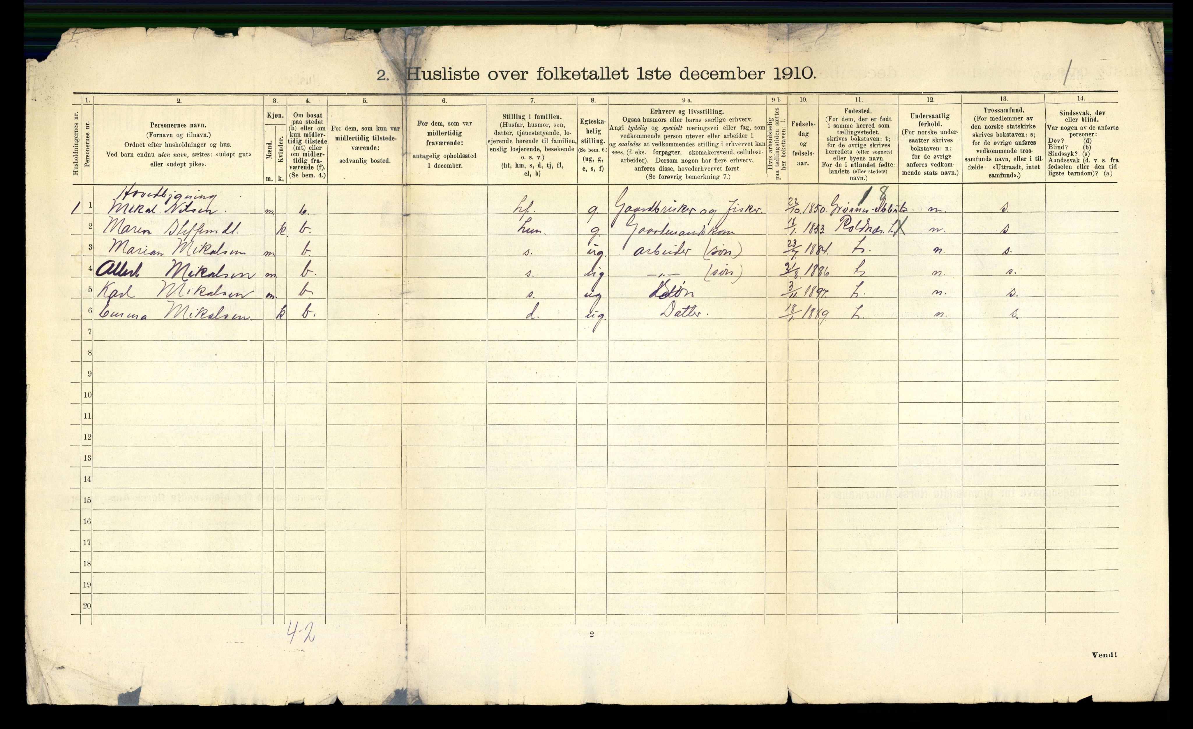 RA, 1910 census for Trondenes, 1910, p. 88