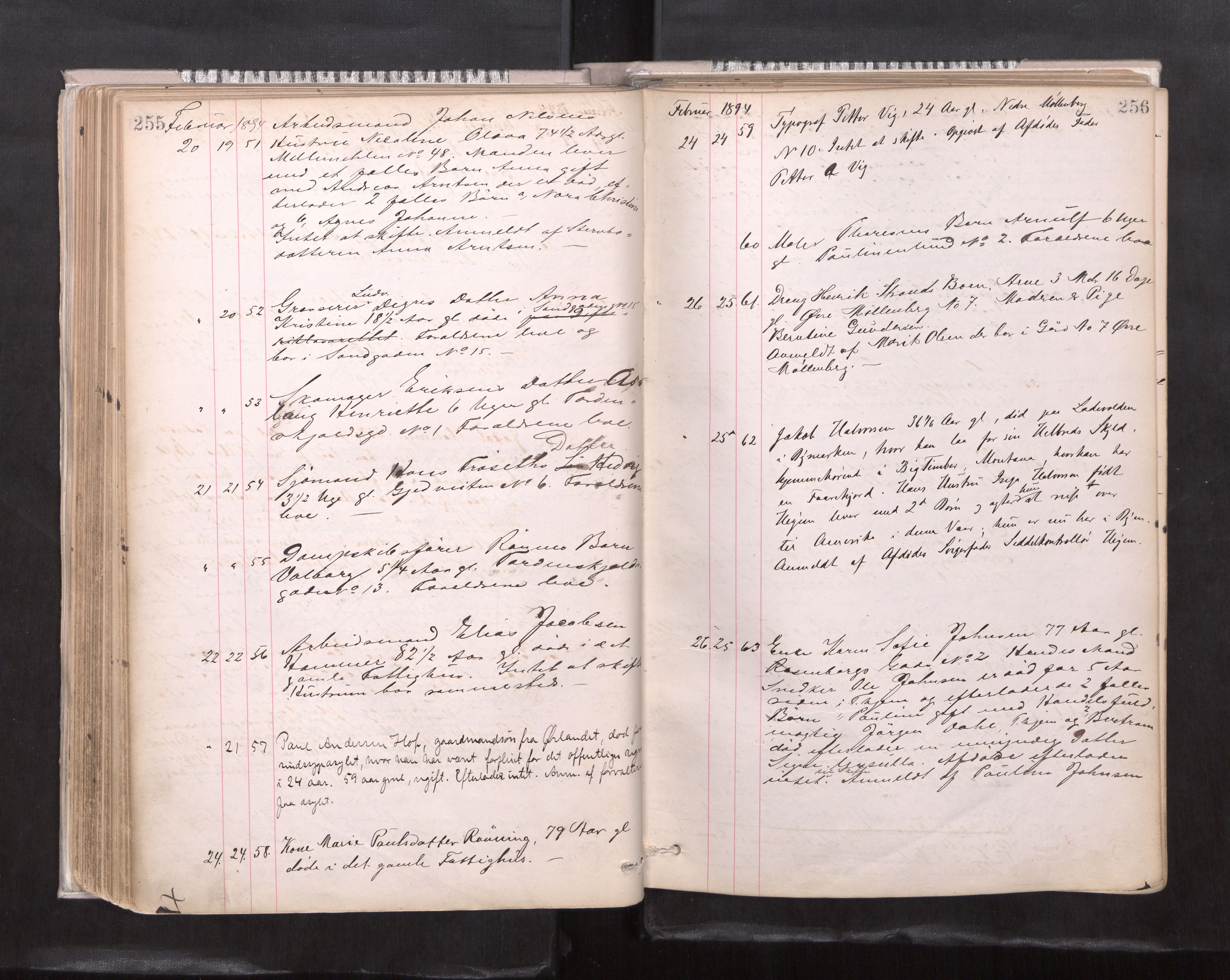 Trondheim byfogd, AV/SAT-A-0003/1/3/3L/L0004: Dødsanmeldelsesprotokoll, 1891-1897, p. 255-256