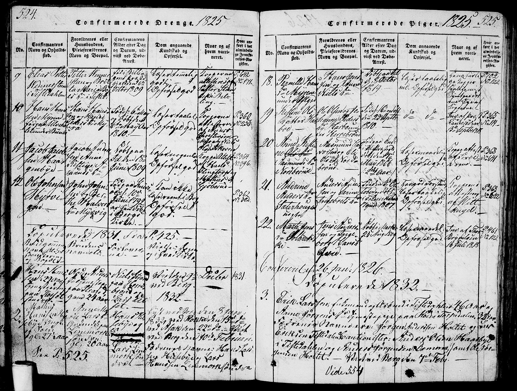 Berg prestekontor Kirkebøker, SAO/A-10902/G/Ga/L0001: Parish register (copy) no. I 1, 1815-1832, p. 524-525
