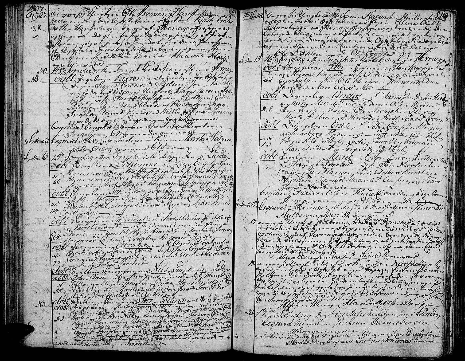 Jevnaker prestekontor, AV/SAH-PREST-116/H/Ha/Haa/L0004: Parish register (official) no. 4, 1800-1861, p. 128-129