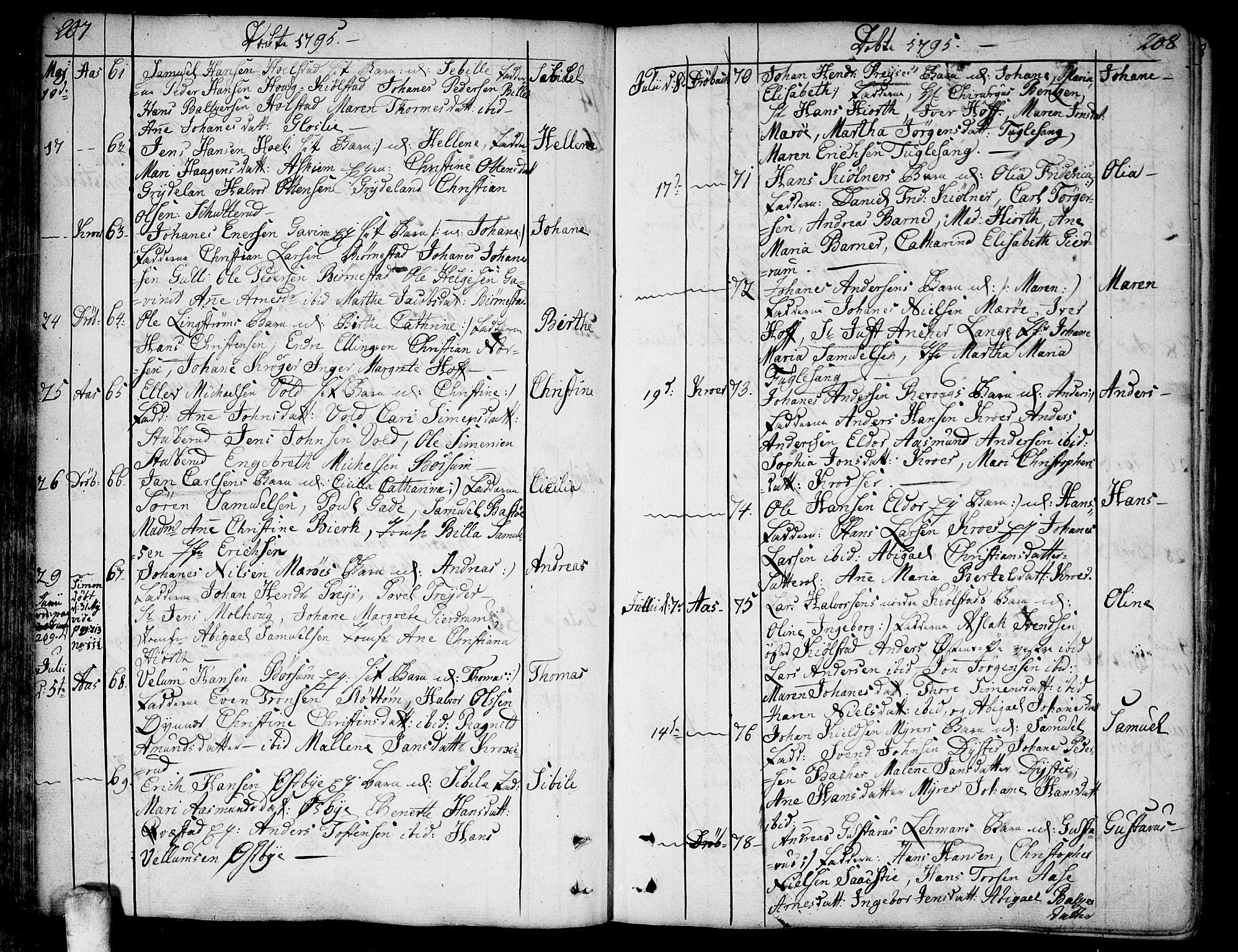 Ås prestekontor Kirkebøker, SAO/A-10894/F/Fa/L0002: Parish register (official) no. I 2, 1778-1813, p. 207-208