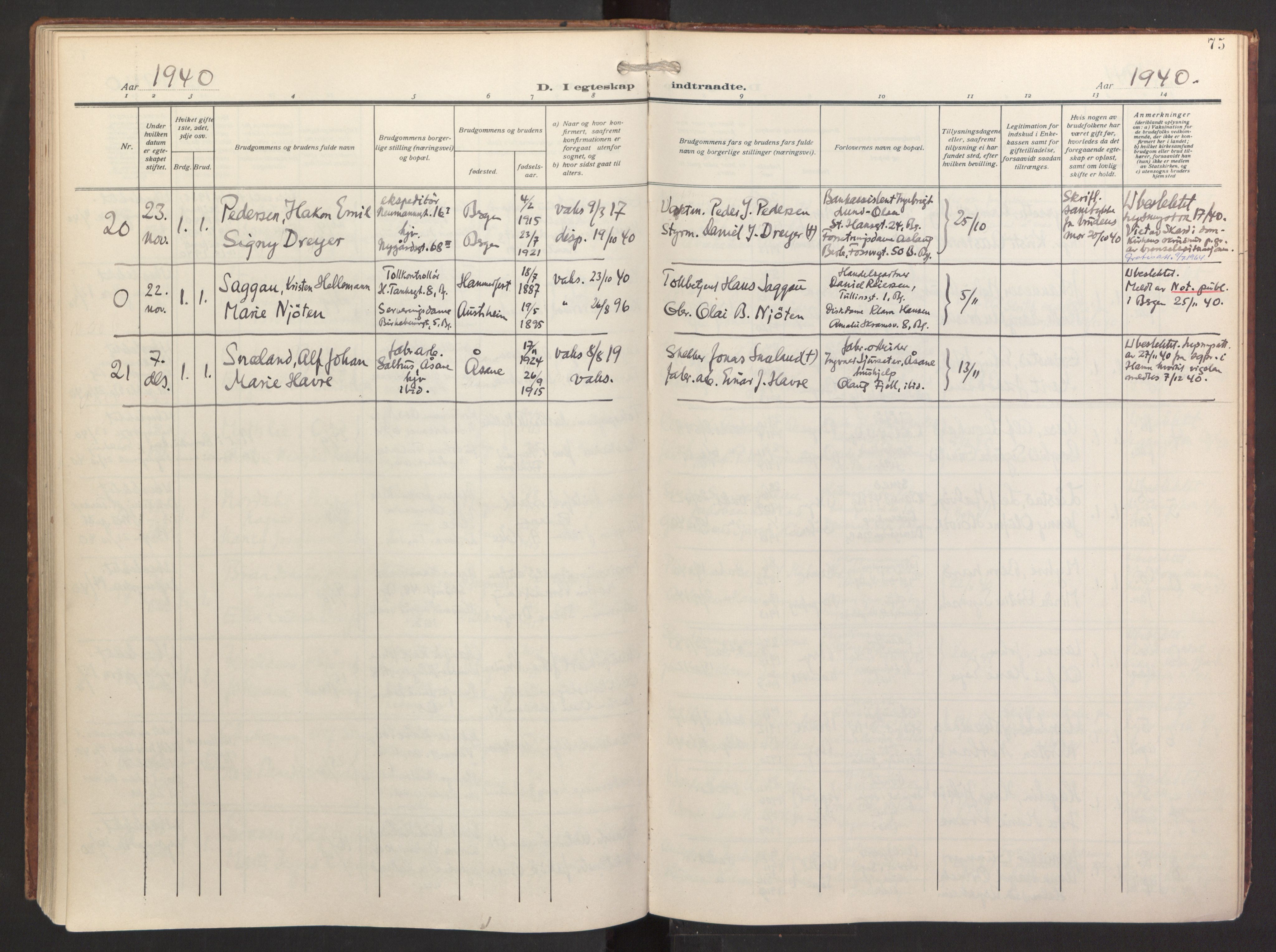 St. Jacob sokneprestembete, AV/SAB-A-78001/H/Haa/L0005: Parish register (official) no. C 1, 1917-1951, p. 75