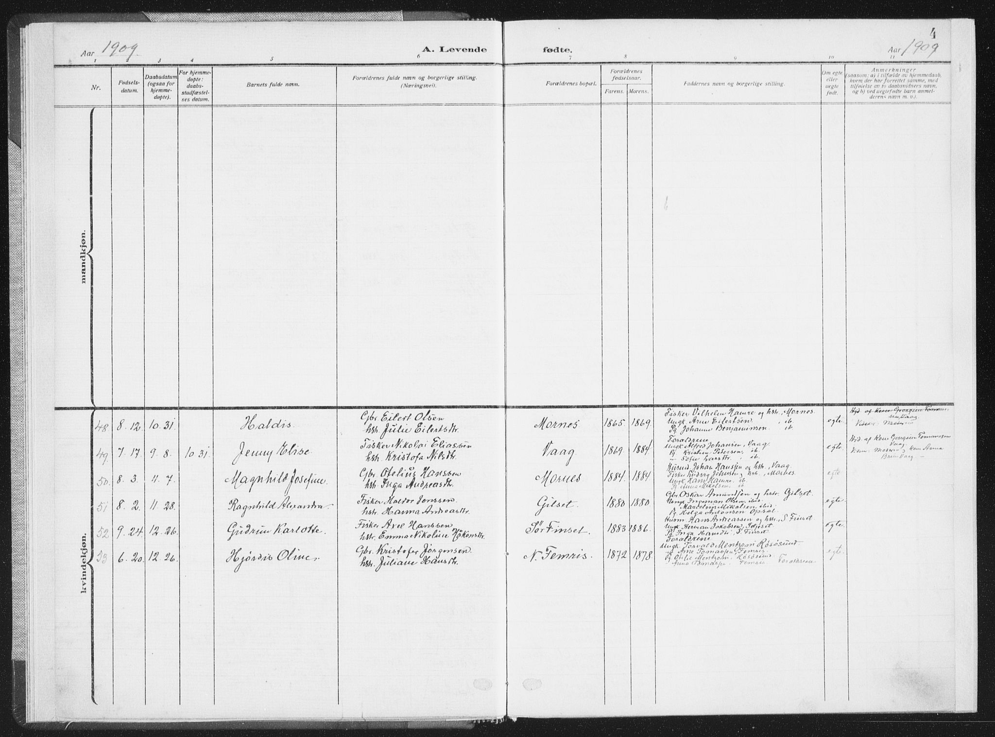 Ministerialprotokoller, klokkerbøker og fødselsregistre - Nordland, SAT/A-1459/805/L0104: Parish register (official) no. 805A09, 1909-1926, p. 4