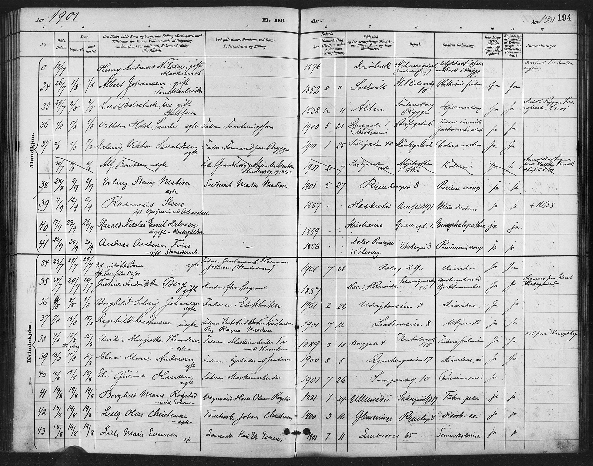 Gamlebyen prestekontor Kirkebøker, AV/SAO-A-10884/F/Fa/L0009: Parish register (official) no. 9, 1888-1909, p. 194