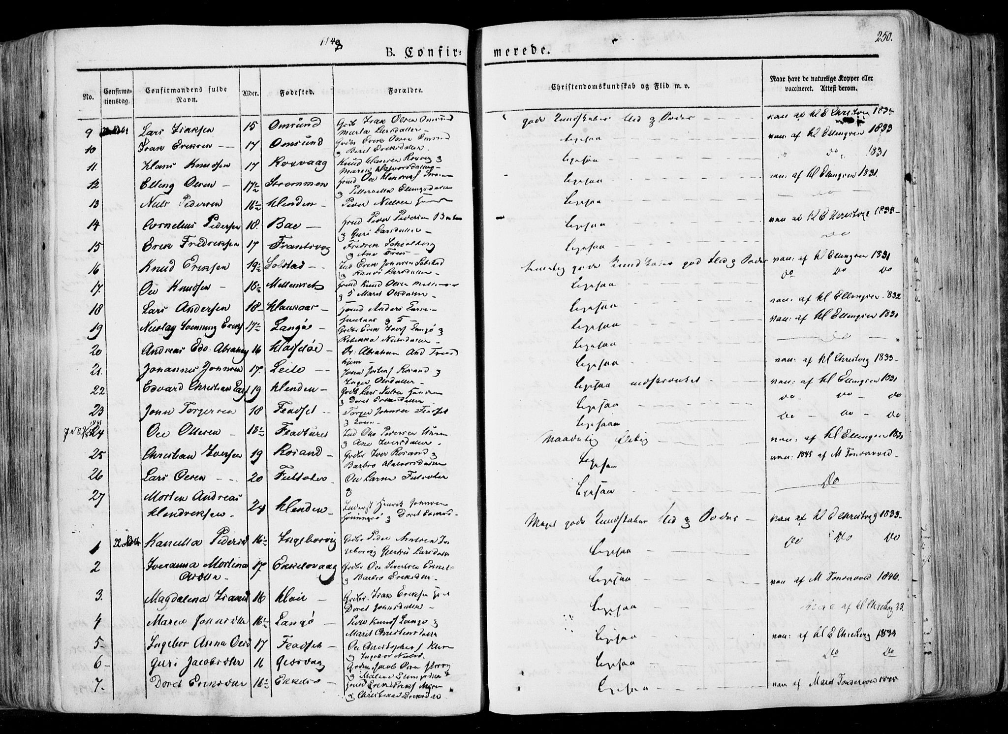 Ministerialprotokoller, klokkerbøker og fødselsregistre - Møre og Romsdal, SAT/A-1454/568/L0803: Parish register (official) no. 568A10, 1830-1853, p. 250