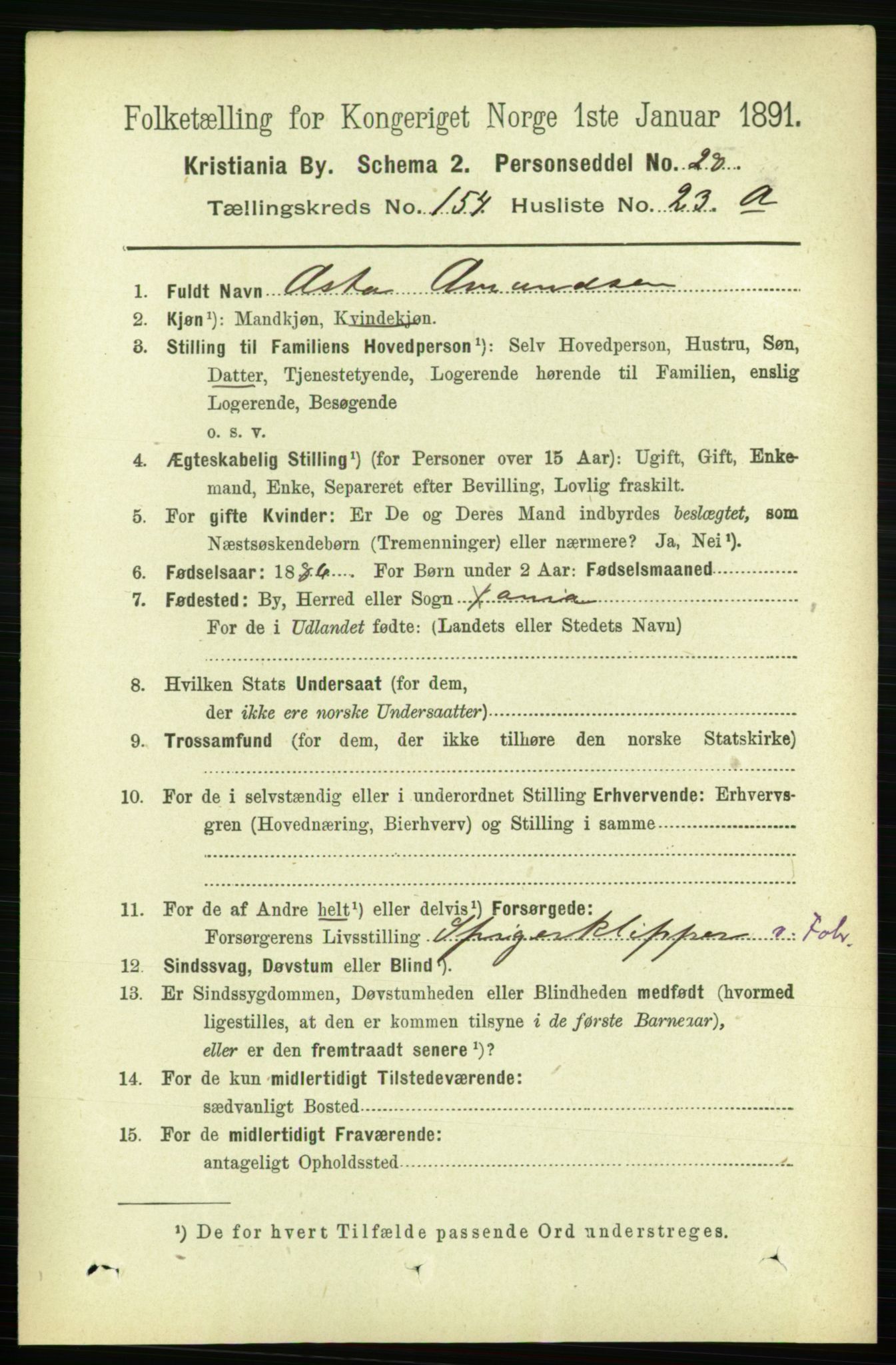 RA, 1891 census for 0301 Kristiania, 1891, p. 87983