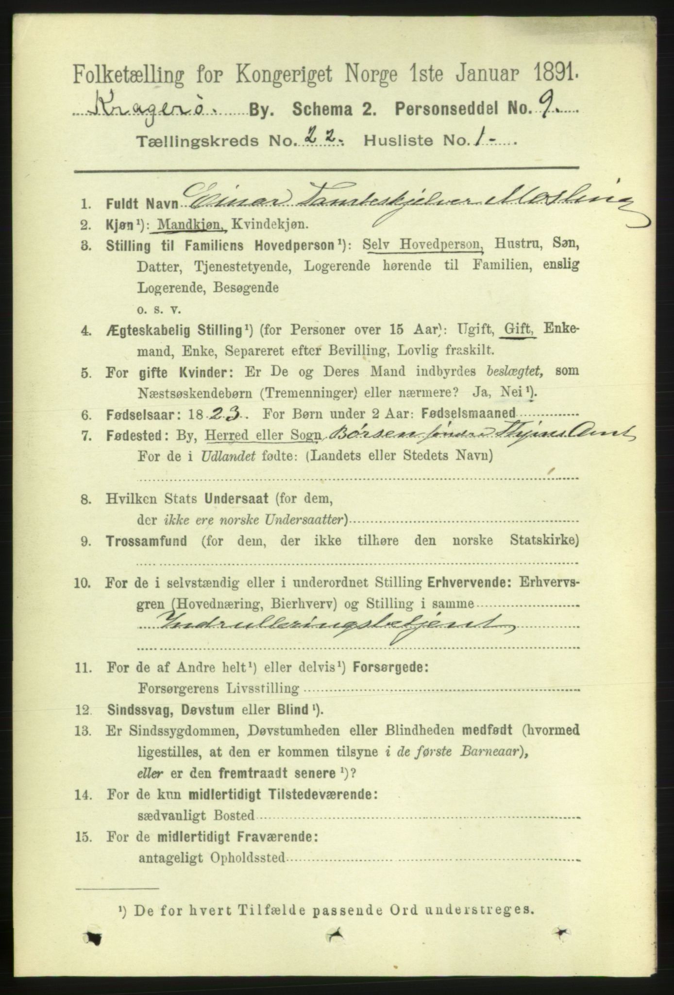 RA, 1891 census for 0801 Kragerø, 1891, p. 4766