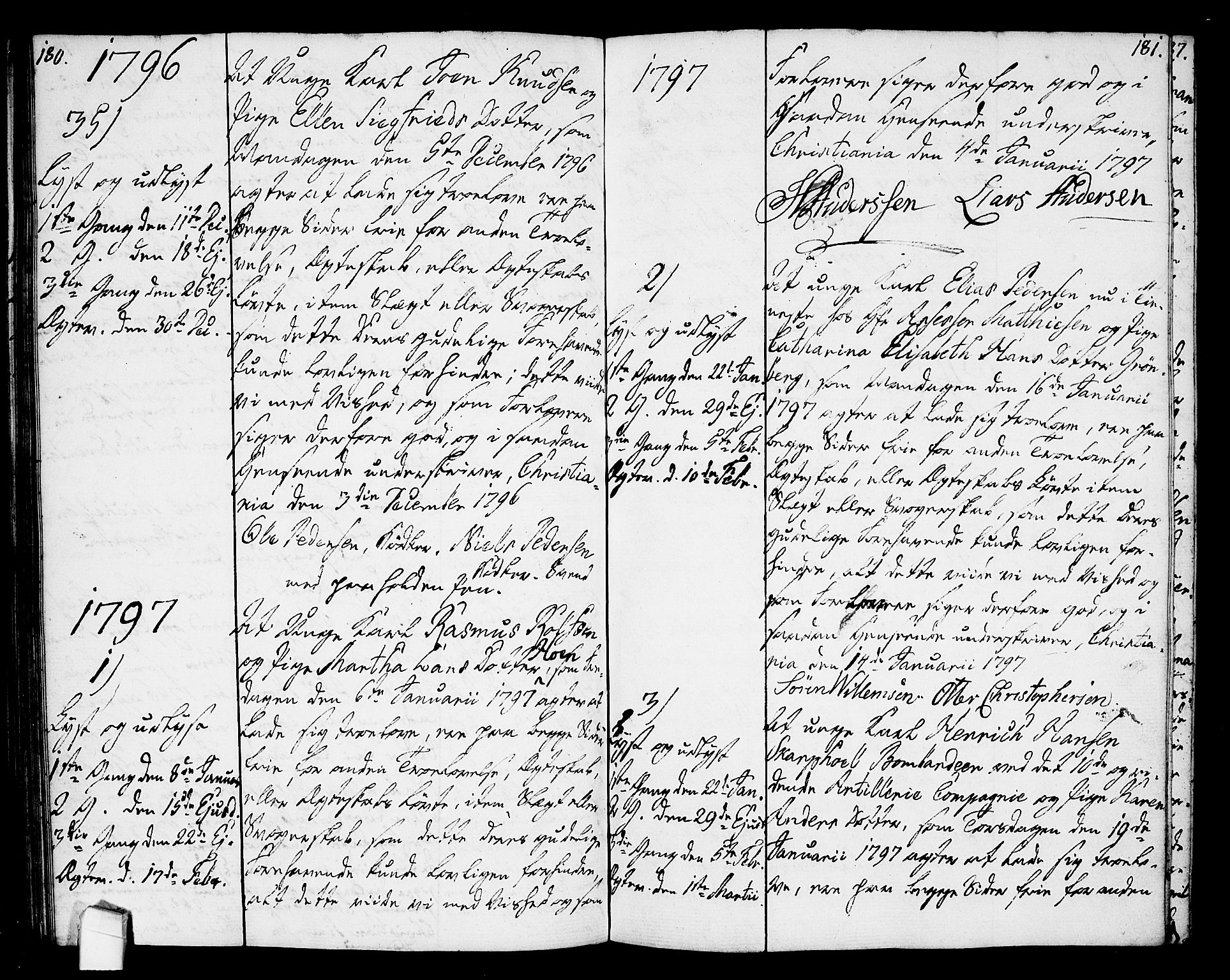 Oslo domkirke Kirkebøker, AV/SAO-A-10752/L/La/L0010: Best man's statements no. 10, 1789-1807, p. 180-181