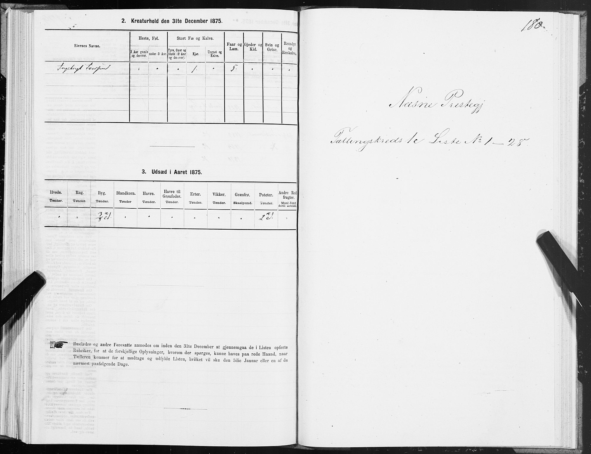 SAT, 1875 census for 1828P Nesna, 1875, p. 1180