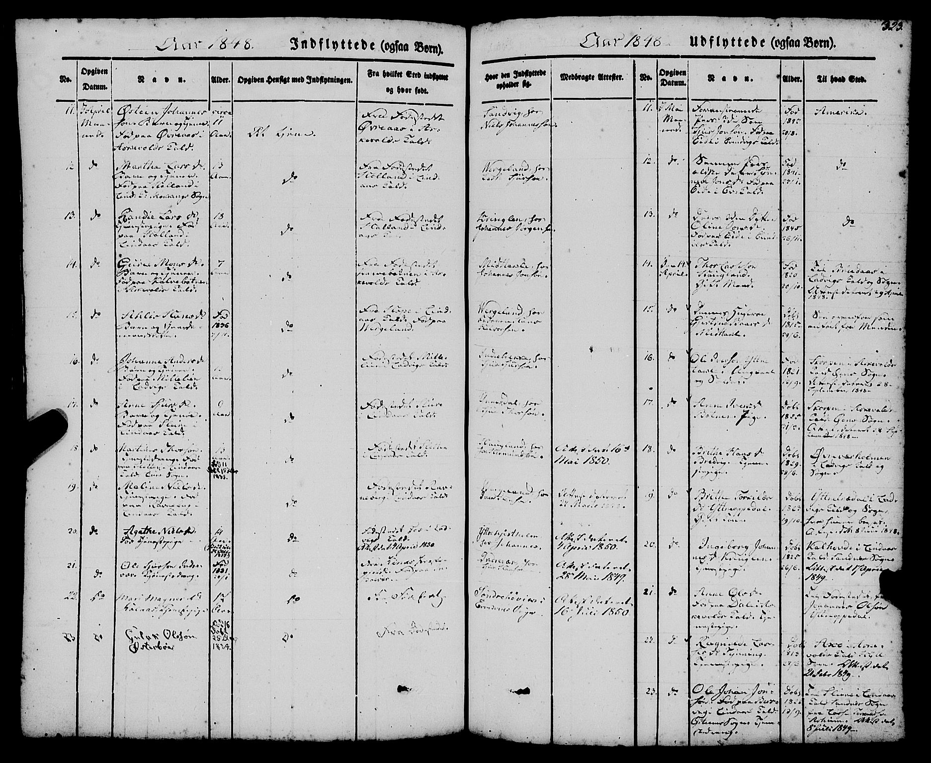 Gulen sokneprestembete, AV/SAB-A-80201/H/Haa/Haaa/L0021: Parish register (official) no. A 21, 1848-1858, p. 323