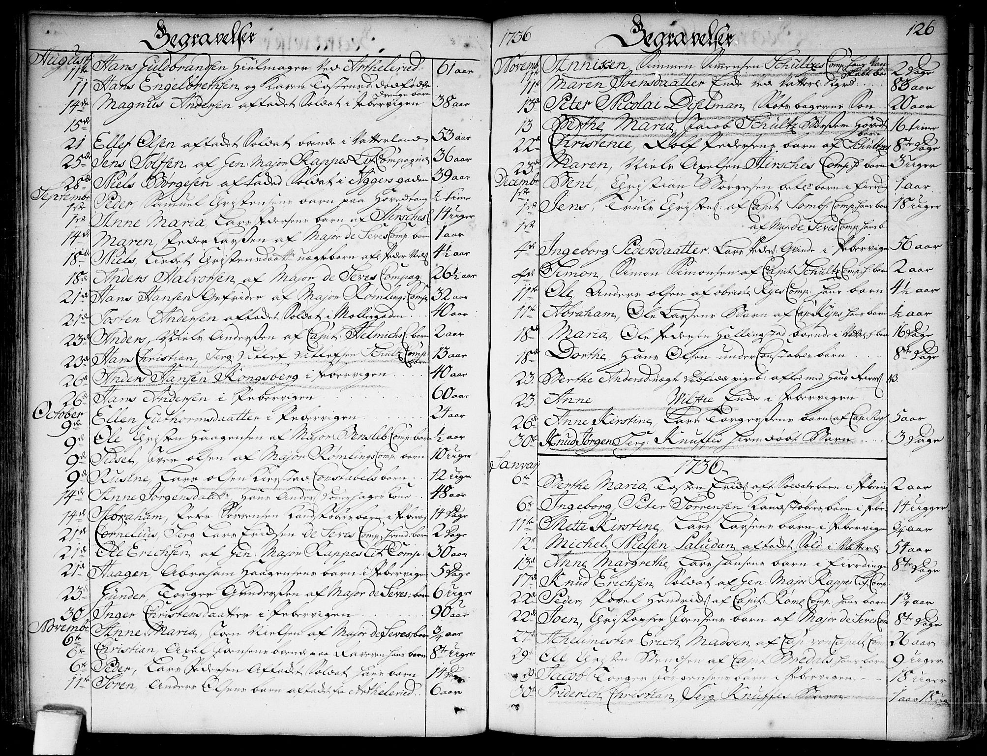 Garnisonsmenigheten Kirkebøker, SAO/A-10846/F/Fa/L0001: Parish register (official) no. 1, 1734-1756, p. 126