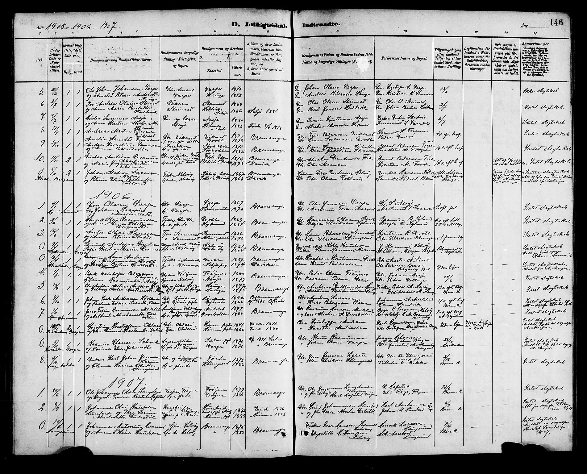 Bremanger sokneprestembete, SAB/A-82201/H/Hab/Haba/L0003: Parish register (copy) no. A 3, 1890-1908, p. 146