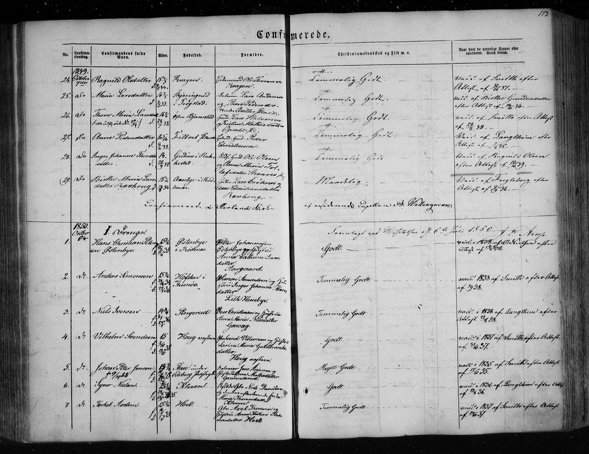 Eidsberg prestekontor Kirkebøker, SAO/A-10905/F/Fa/L0009: Parish register (official) no. I 9, 1849-1856, p. 173