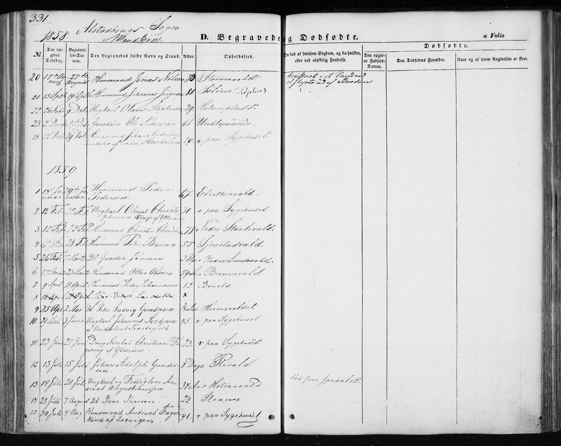 Ministerialprotokoller, klokkerbøker og fødselsregistre - Nord-Trøndelag, SAT/A-1458/717/L0154: Parish register (official) no. 717A07 /1, 1850-1862, p. 331