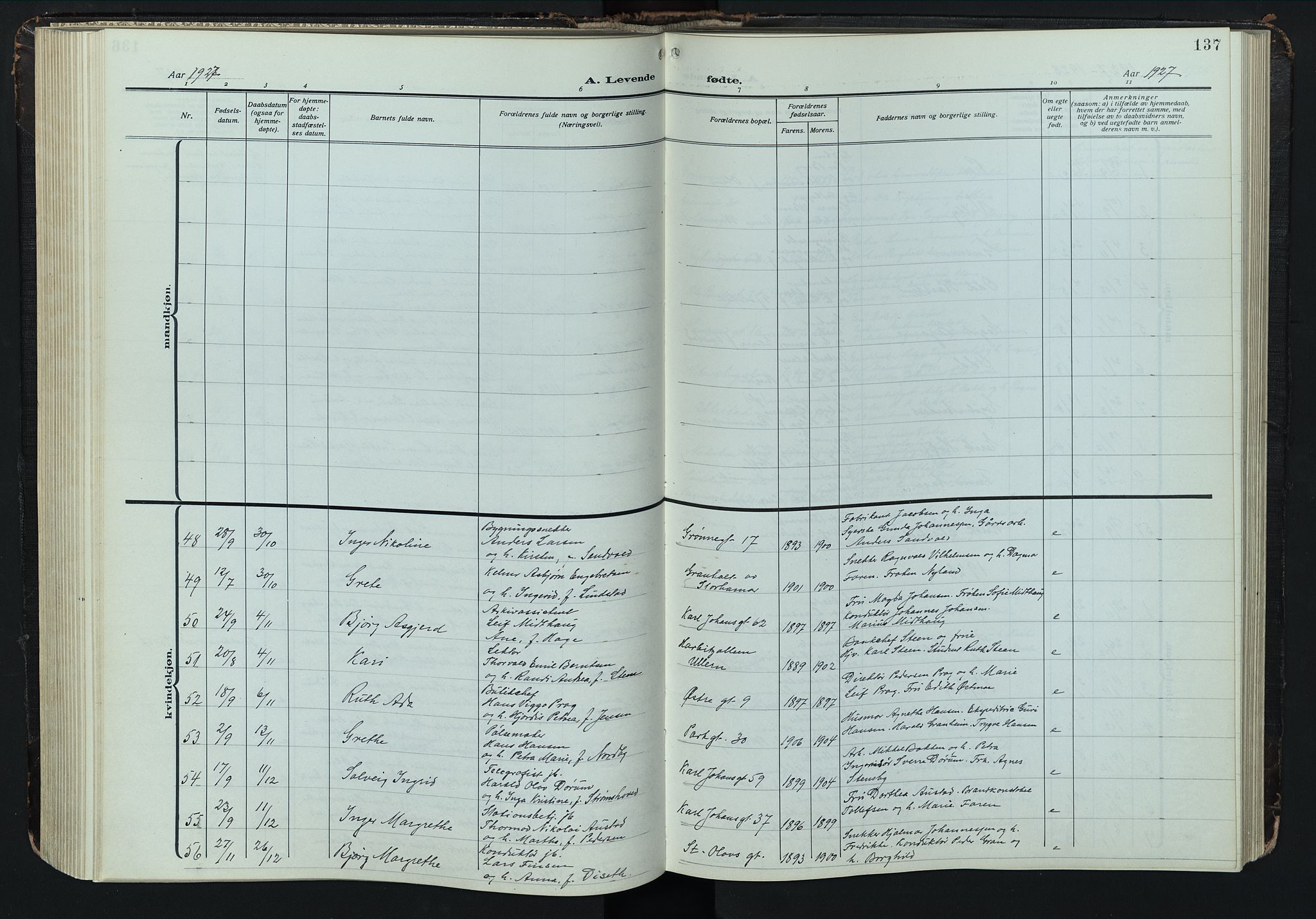 Hamar prestekontor, AV/SAH-DOMPH-002/H/Ha/Hab/L0004: Parish register (copy) no. 4, 1915-1942, p. 137