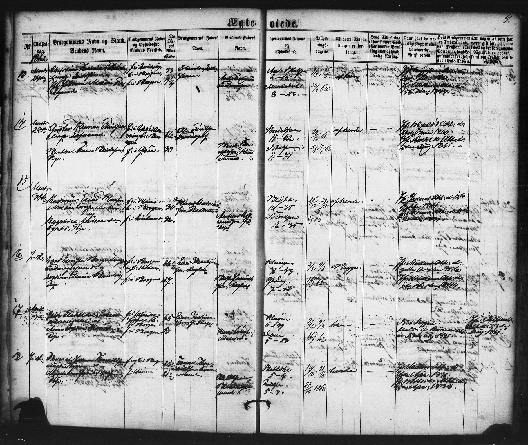 Nykirken Sokneprestembete, AV/SAB-A-77101/H/Haa/L0032: Parish register (official) no. D 2, 1861-1883, p. 9