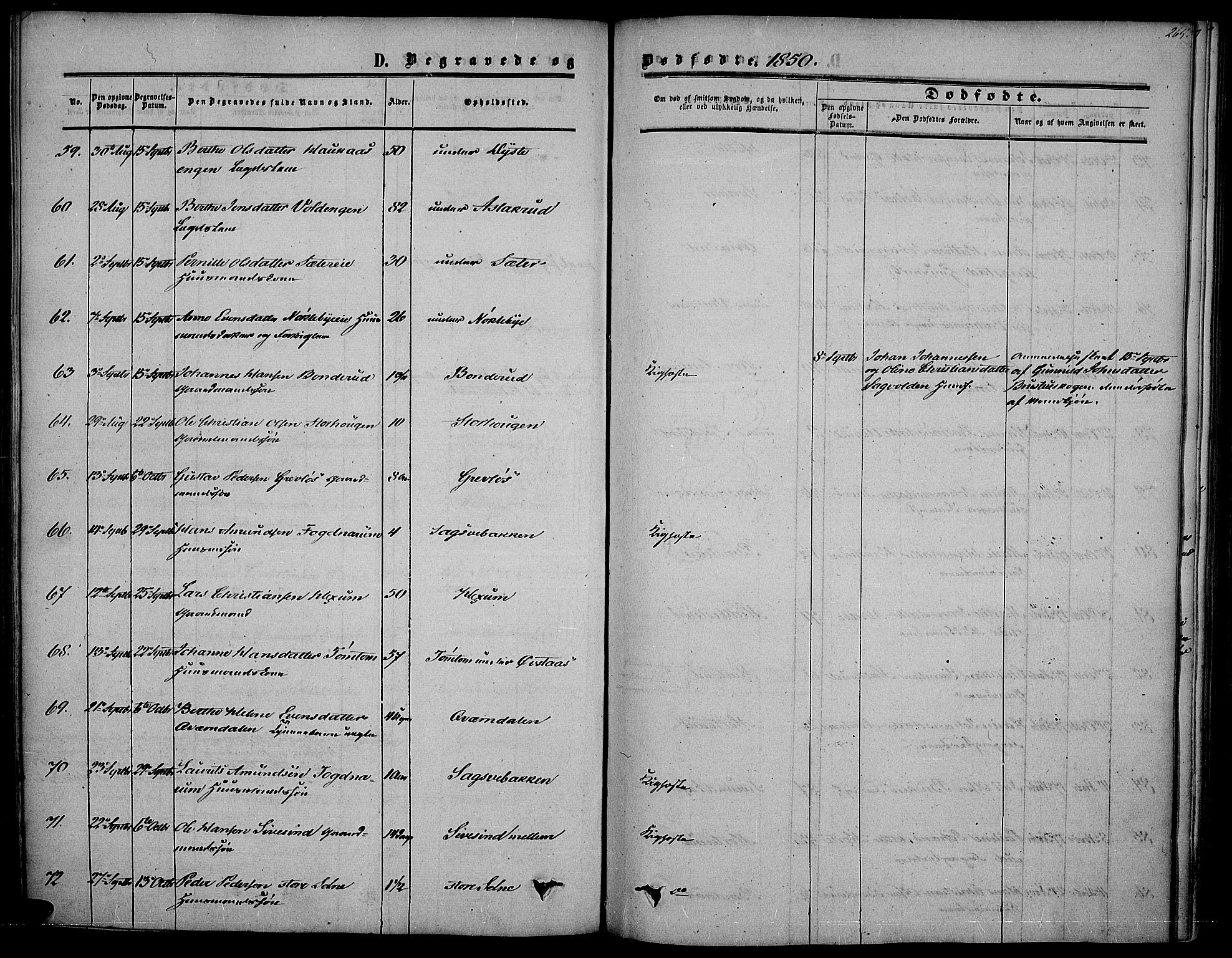 Vestre Toten prestekontor, AV/SAH-PREST-108/H/Ha/Haa/L0005: Parish register (official) no. 5, 1850-1855, p. 264