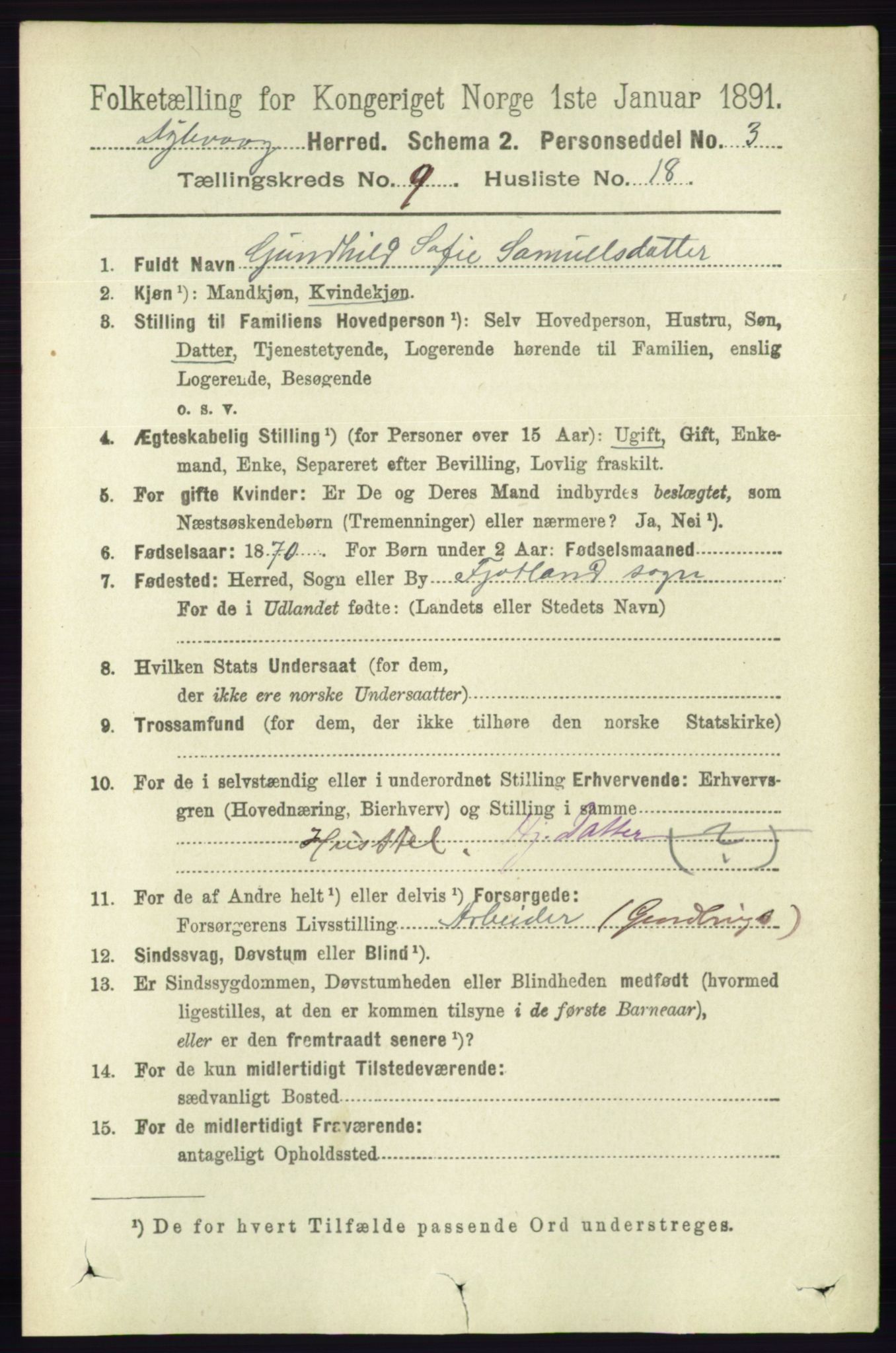 RA, 1891 census for 0915 Dypvåg, 1891, p. 3401