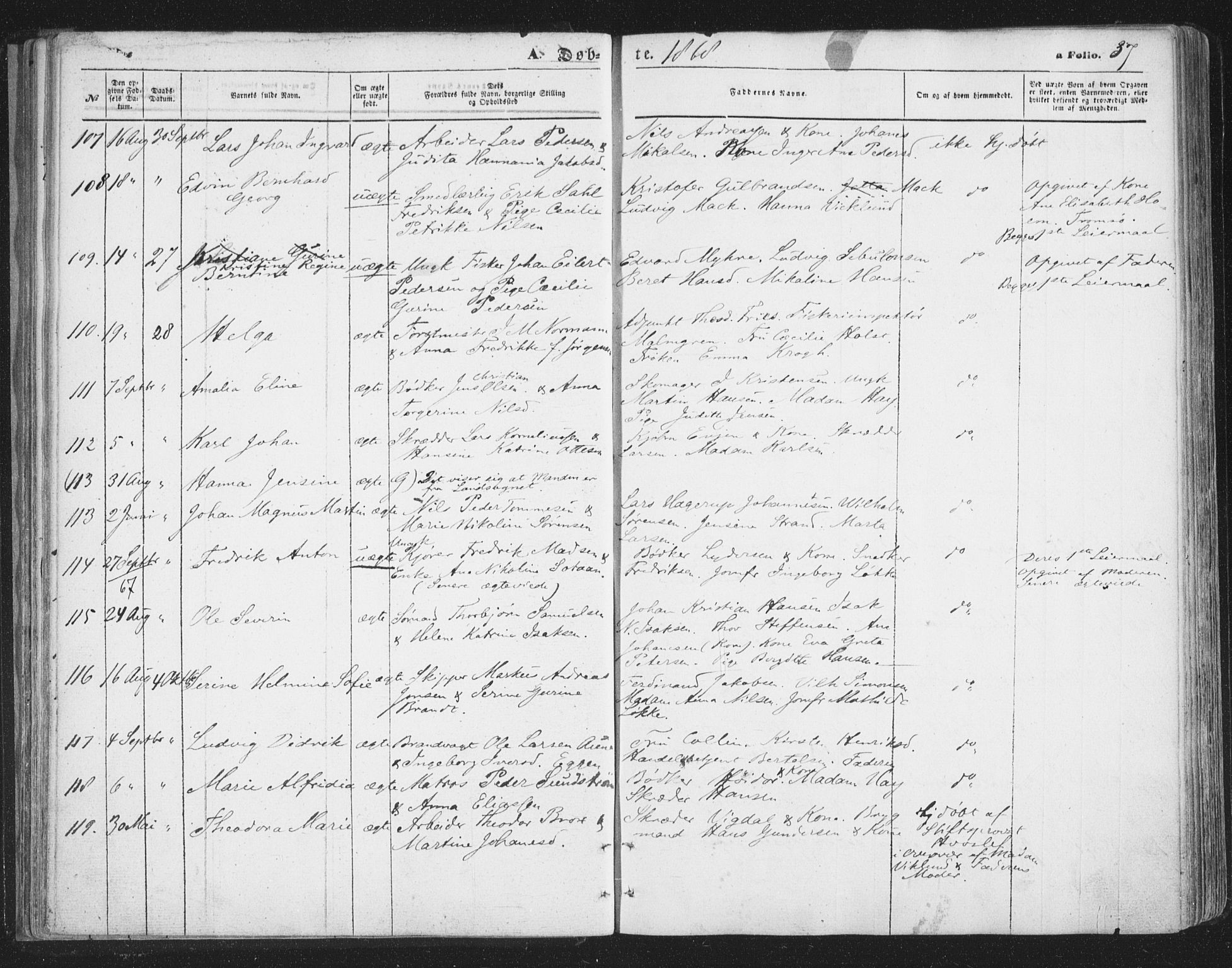 Tromsø sokneprestkontor/stiftsprosti/domprosti, SATØ/S-1343/G/Ga/L0012kirke: Parish register (official) no. 12, 1865-1871, p. 37