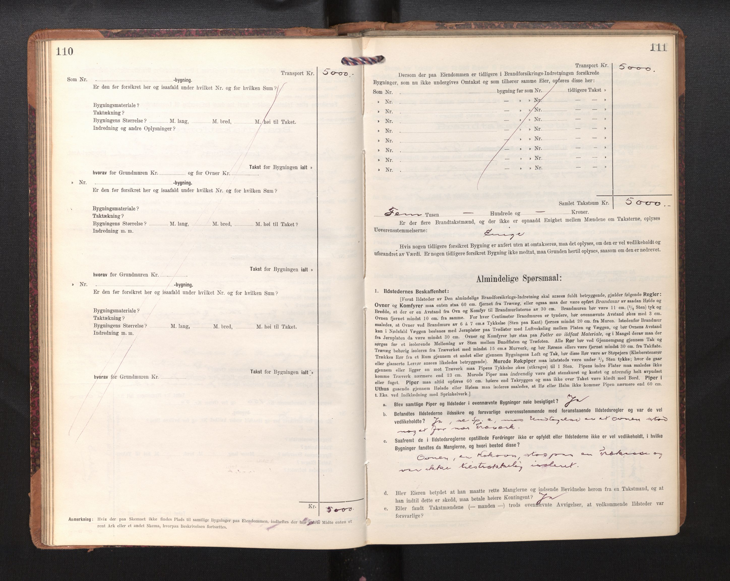 Lensmannen i Årdal, AV/SAB-A-30501/0012/L0009: Branntakstprotokoll, skjematakst, 1914-1926, p. 110-111