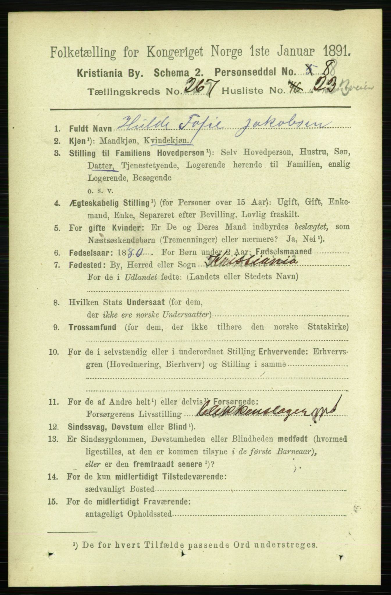 RA, 1891 census for 0301 Kristiania, 1891, p. 161827