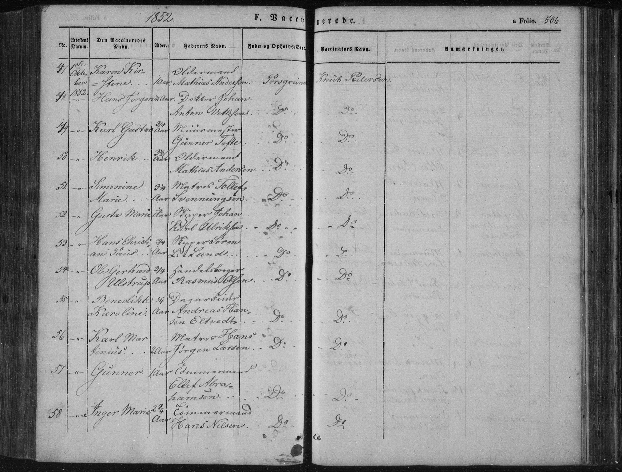Porsgrunn kirkebøker , SAKO/A-104/F/Fa/L0006: Parish register (official) no. 6, 1841-1857, p. 506