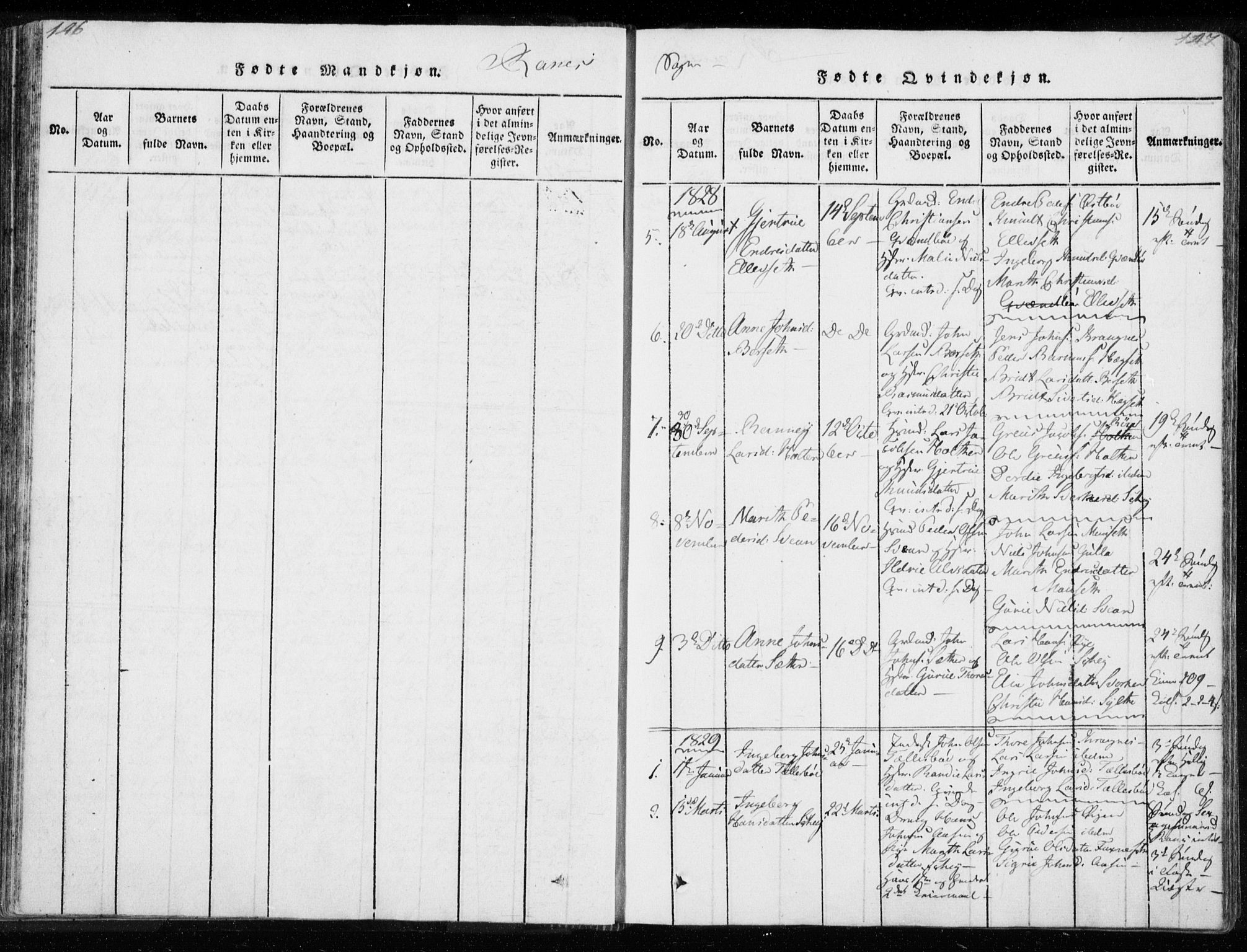 Ministerialprotokoller, klokkerbøker og fødselsregistre - Møre og Romsdal, AV/SAT-A-1454/595/L1041: Parish register (official) no. 595A03, 1819-1829, p. 146-147