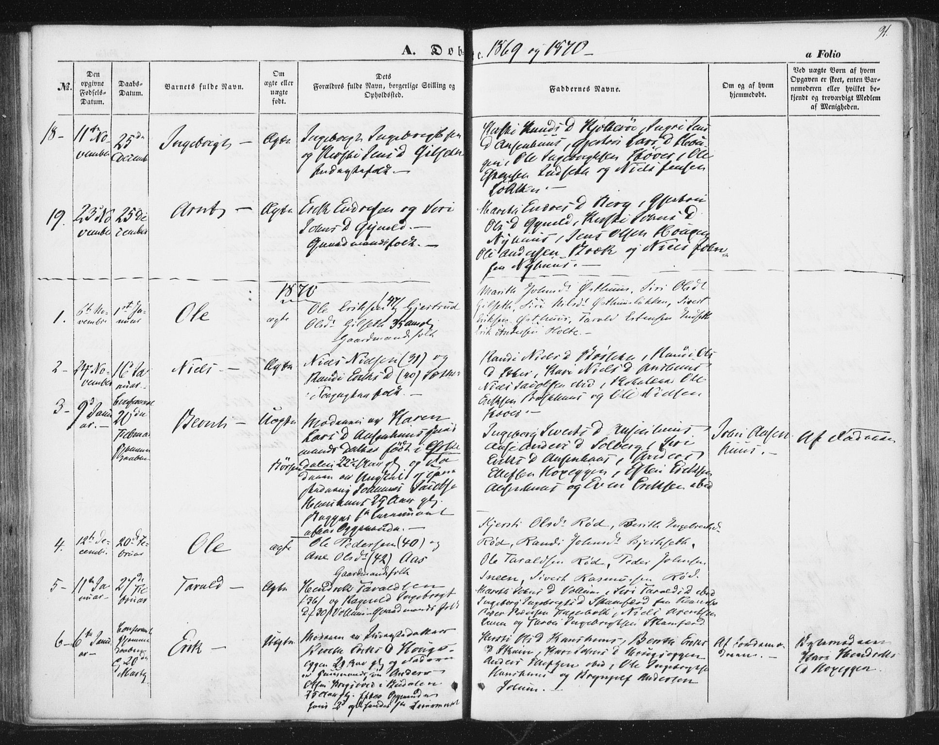 Ministerialprotokoller, klokkerbøker og fødselsregistre - Sør-Trøndelag, SAT/A-1456/689/L1038: Parish register (official) no. 689A03, 1848-1872, p. 91