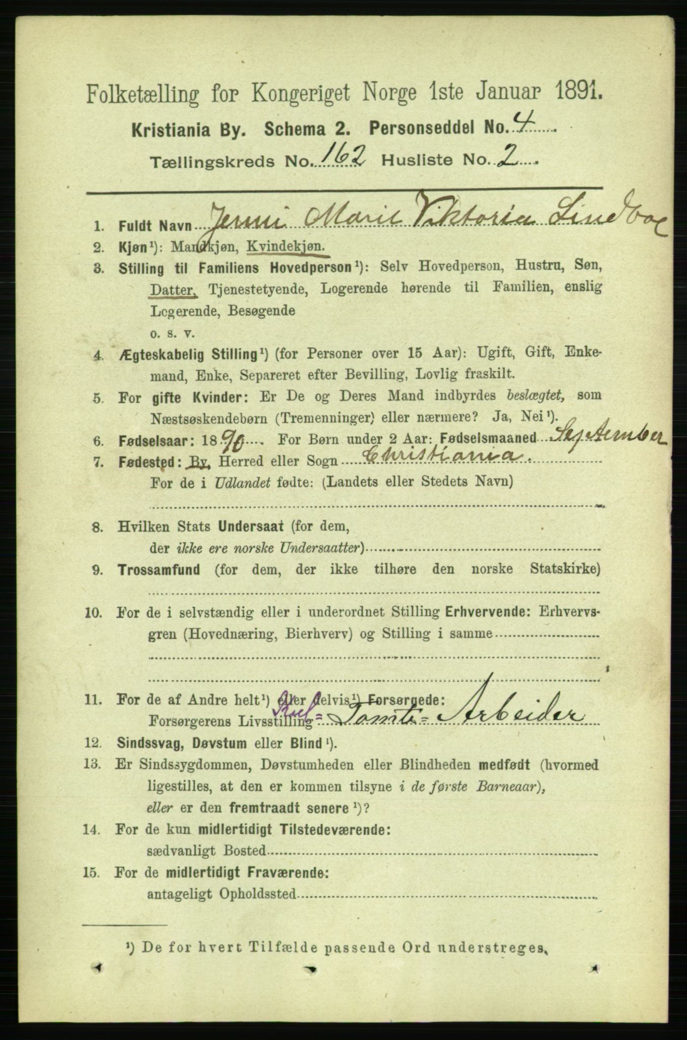 RA, 1891 census for 0301 Kristiania, 1891, p. 92662
