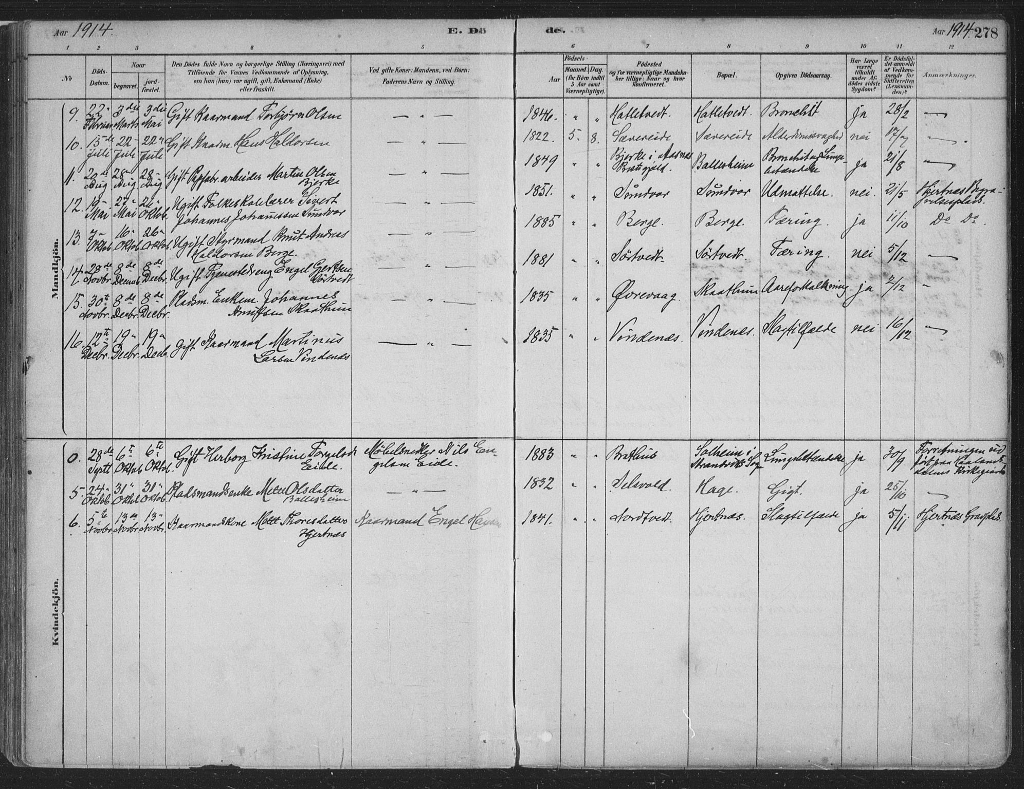 Fusa sokneprestembete, SAB/A-75401/H/Haa: Parish register (official) no. D 1, 1880-1938, p. 278