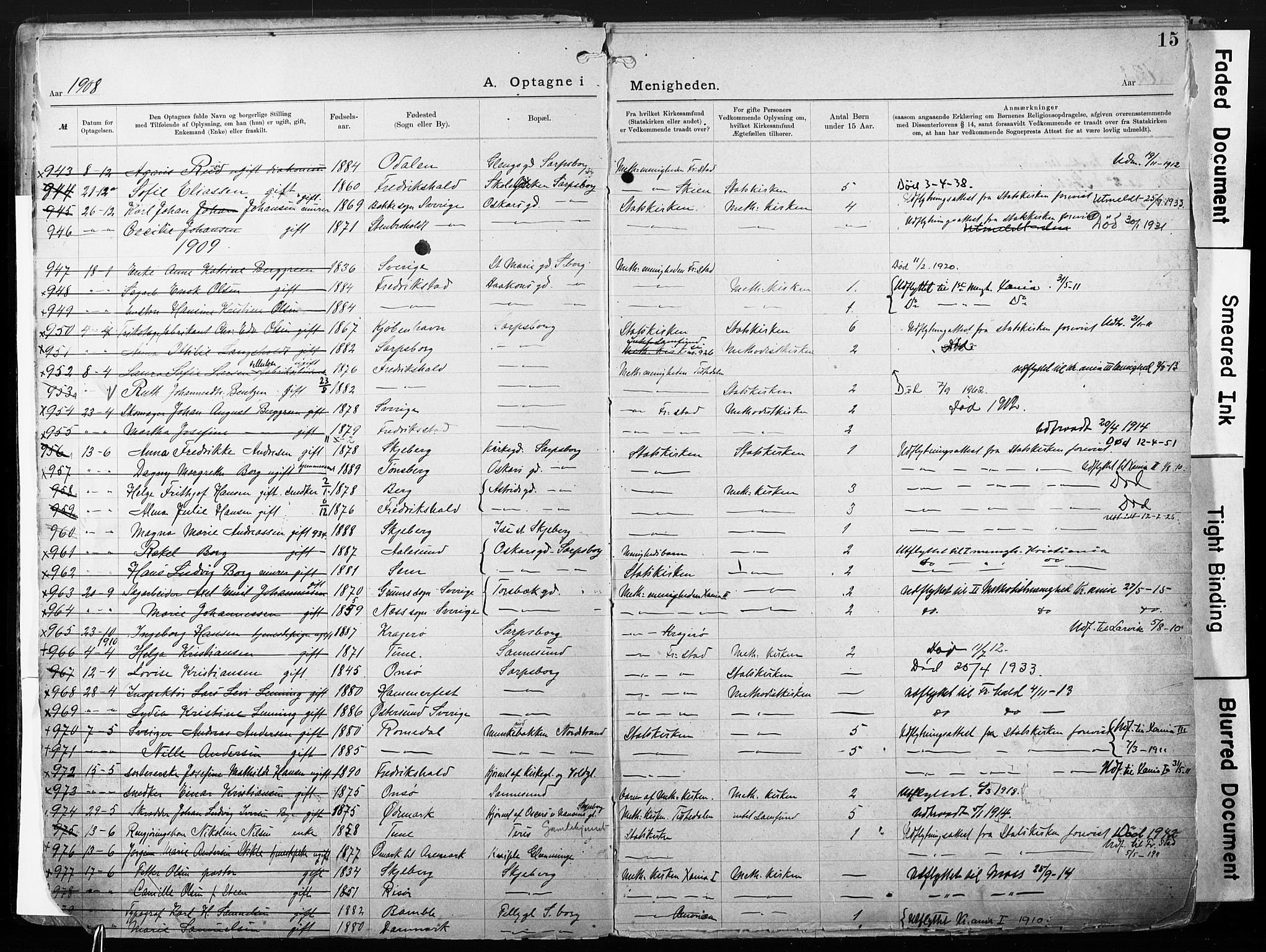 Sarpsborg metodistkirke, SAO/PAO-0233/A/L0004: Dissenter register no. 4, 1892-1923, p. 15