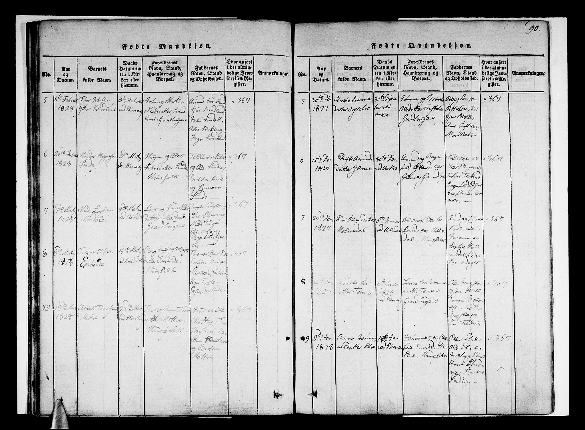 Skånevik sokneprestembete, AV/SAB-A-77801/H/Haa: Parish register (official) no. A 3, 1815-1828, p. 90