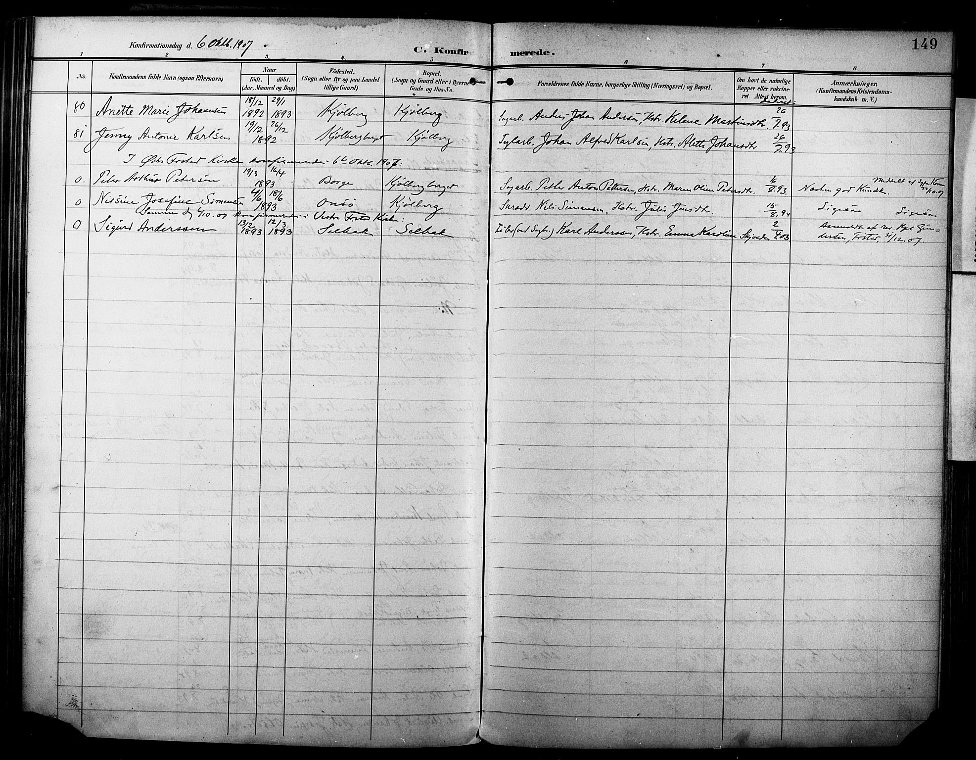 Borge prestekontor Kirkebøker, AV/SAO-A-10903/F/Fa/L0009: Parish register (official) no. I 9, 1902-1911, p. 149